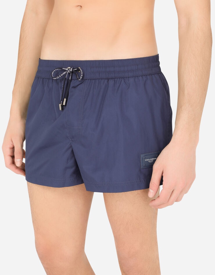 Short swim trunks with branded plate - 4