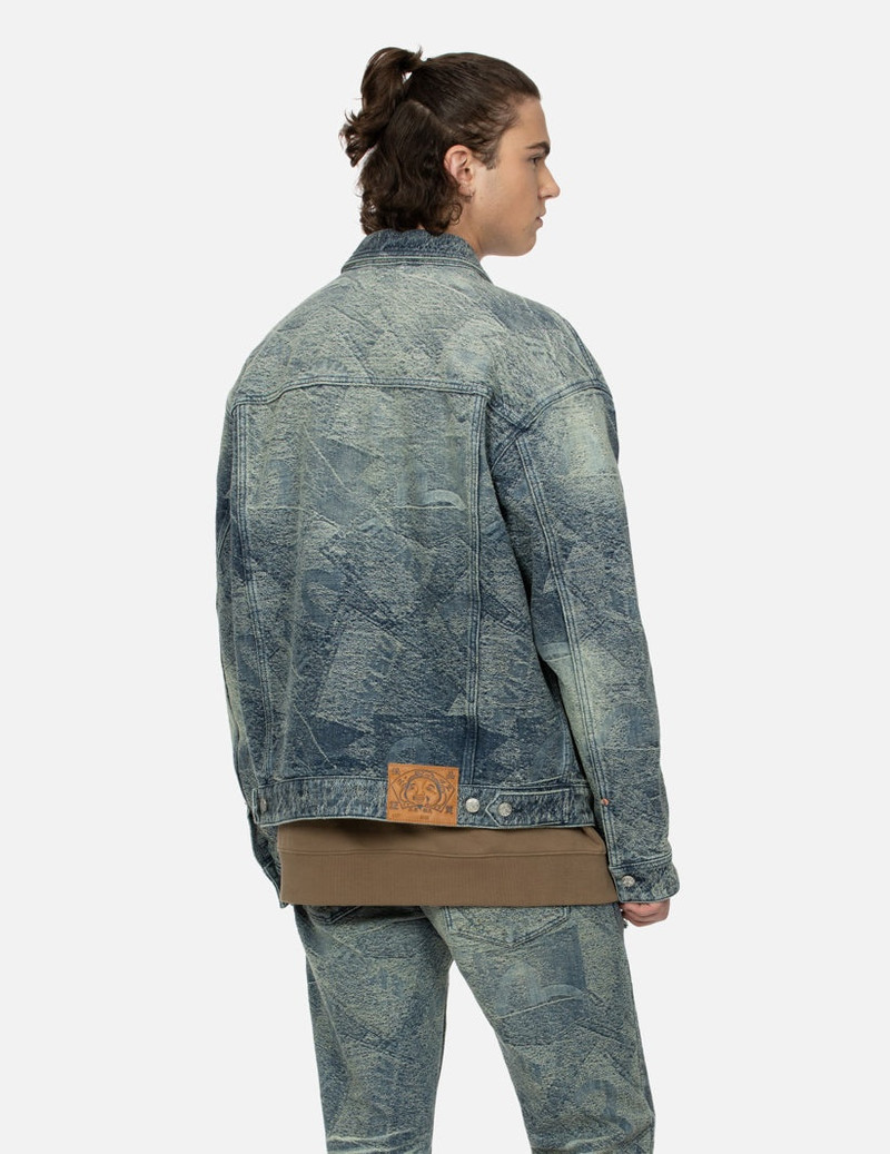 ALLOVER POCKET PRINT AND SEAGULL EMBROIDERY LOOSE FIT DENIM JACKET 8