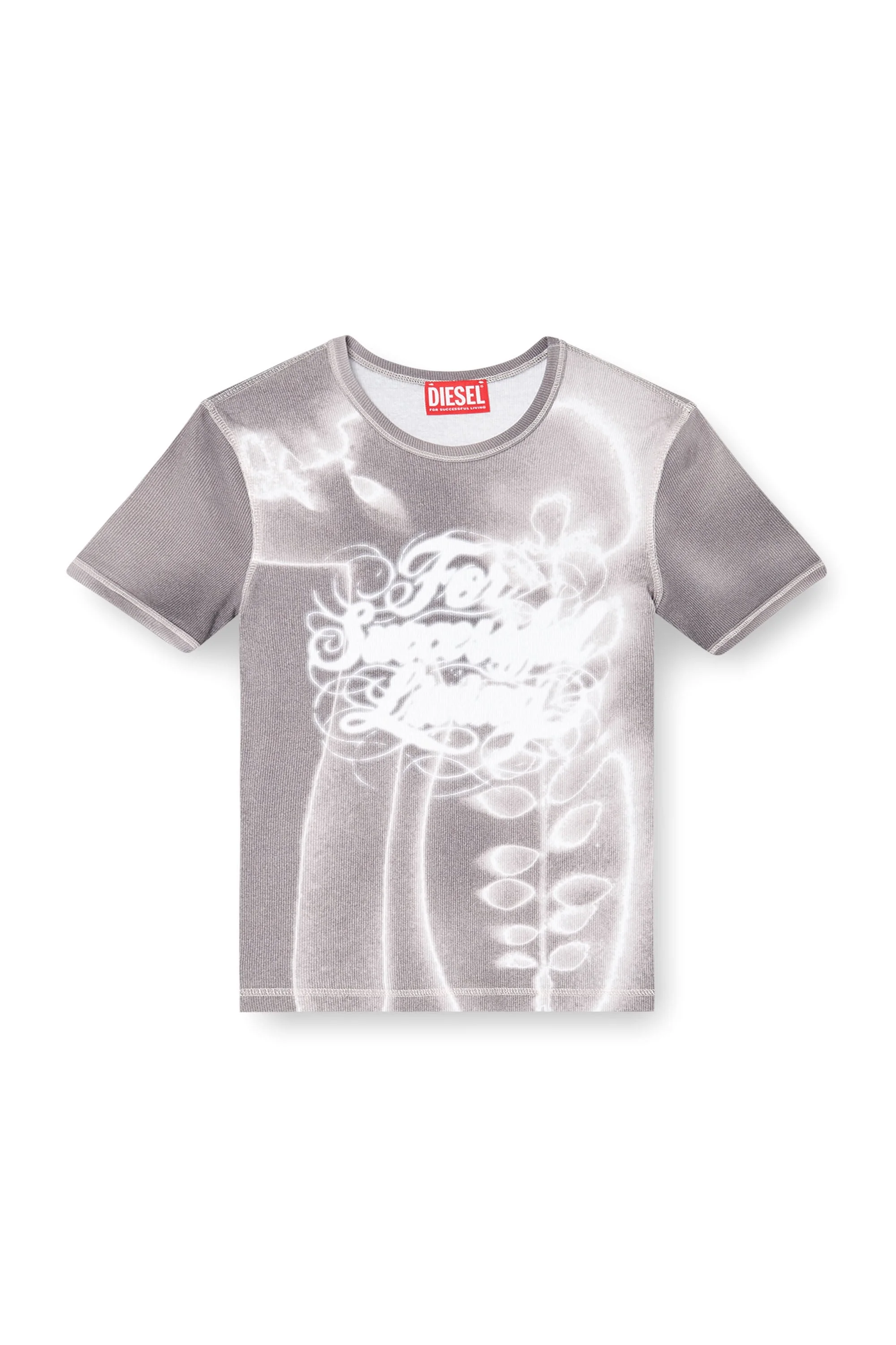 TOP IN RIBBED JERSEY WITH GRAPHIC PRINT - 1