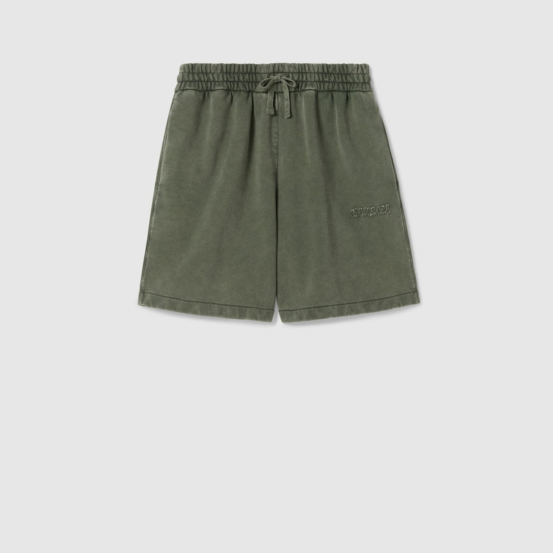 Embroidered cotton basketball shorts 1