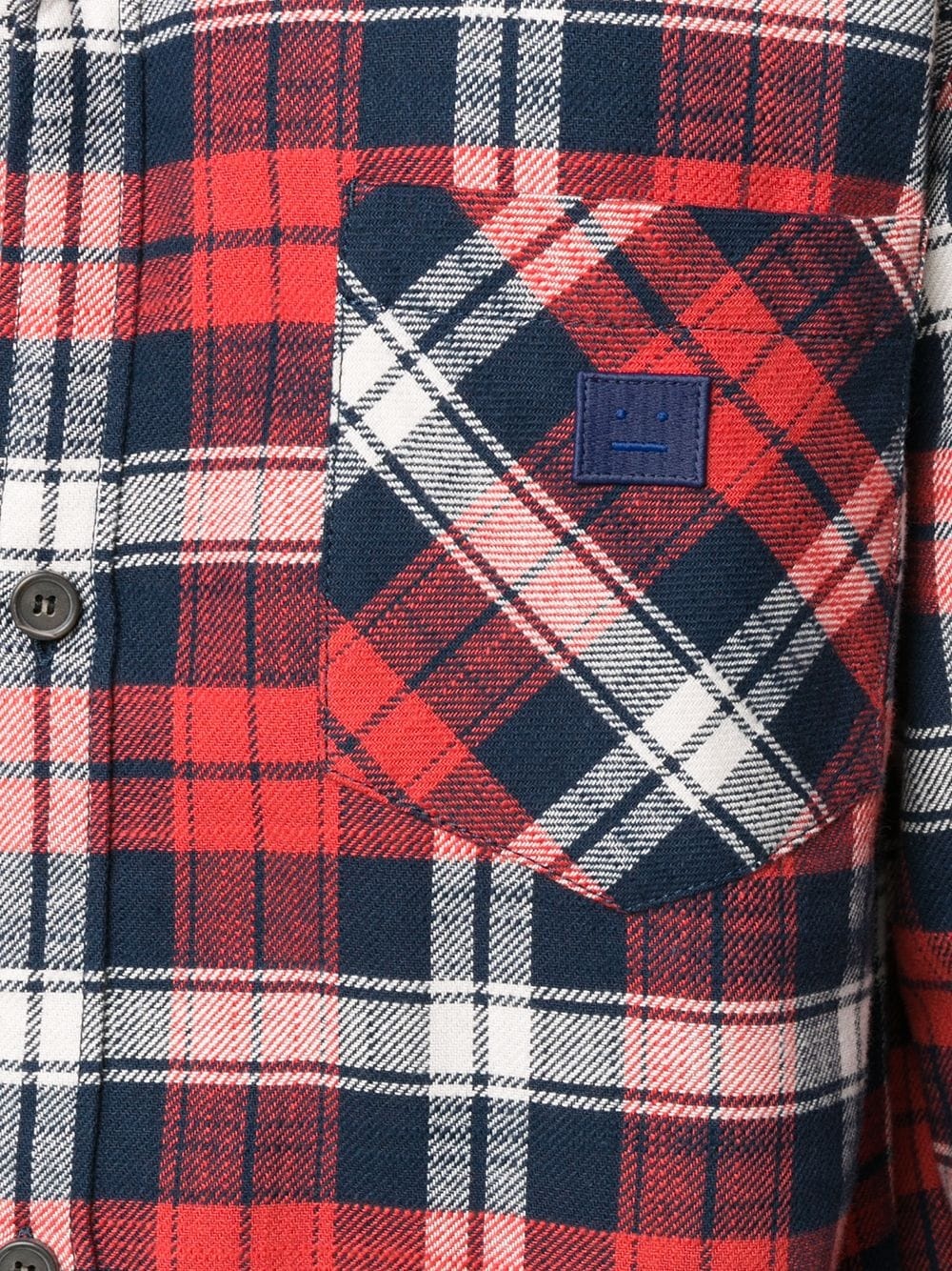 Face patch plaid overshirt - 6