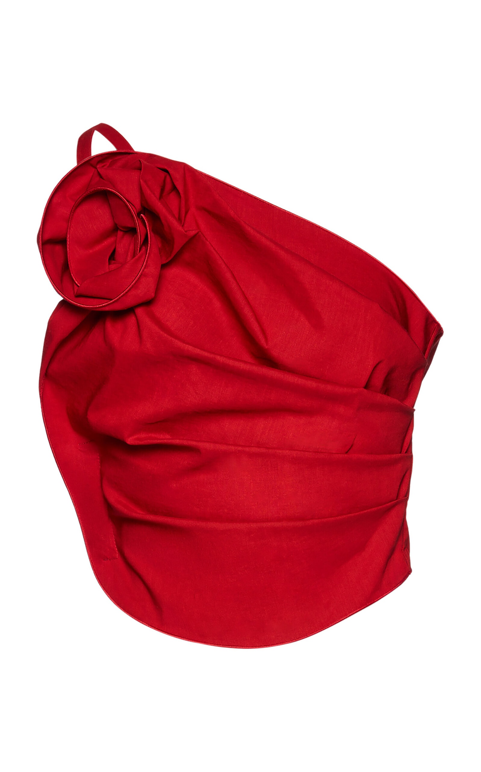 Single-Shoulder Pleated Top red - 1