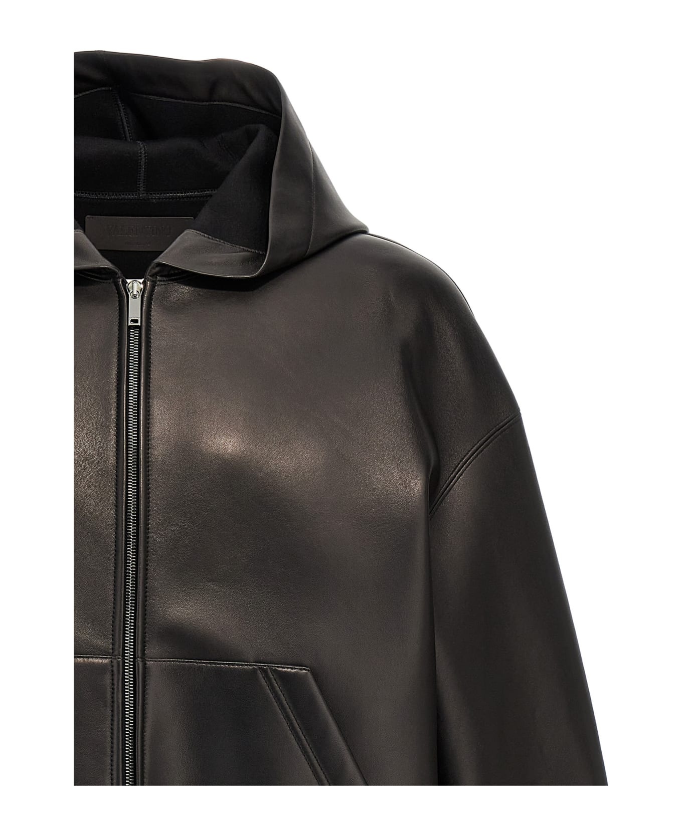 Valentino Leather Hooded Jacket - 3