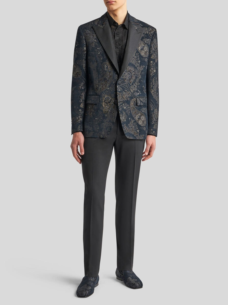 SLIM-FIT TROUSERS WITH SILK DETAILS - 2