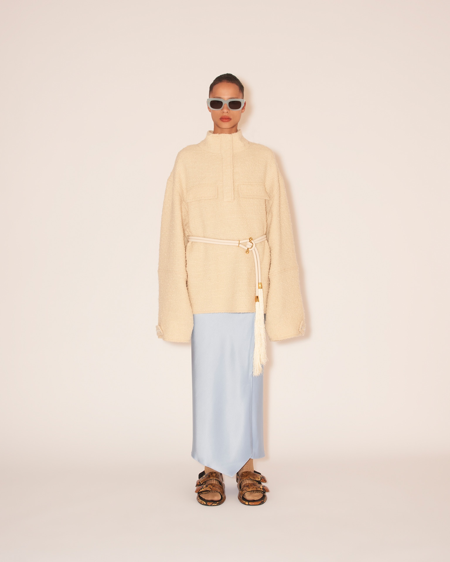TASIA - Funnel neck jacket - Creme - 3