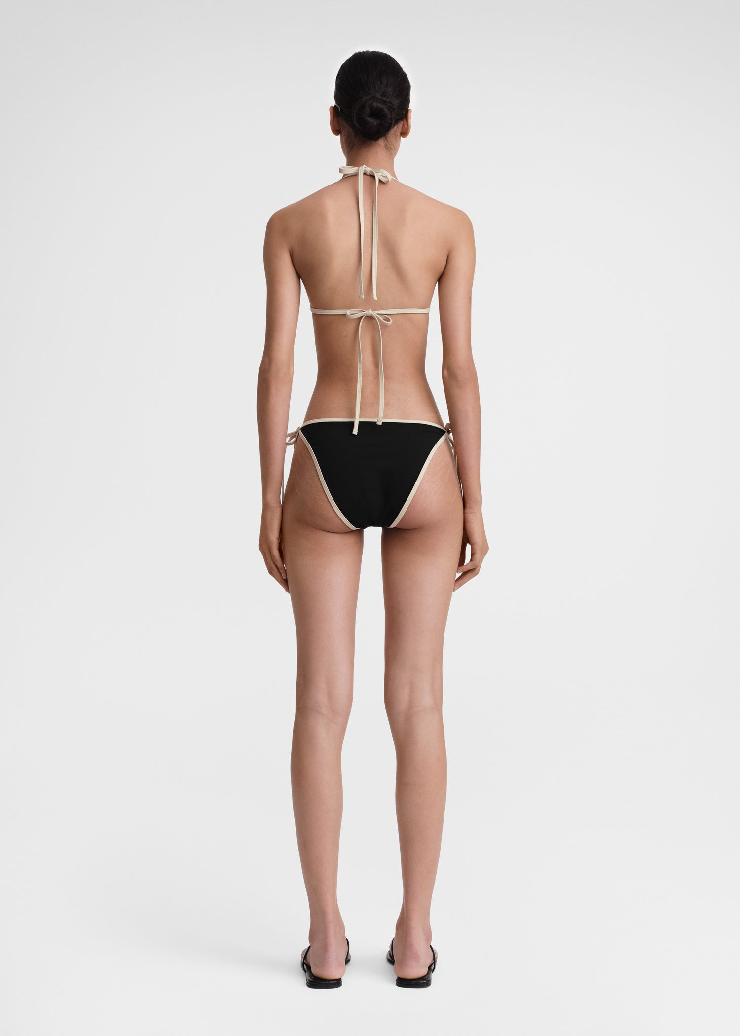 Stripe tie bikini top black - 4