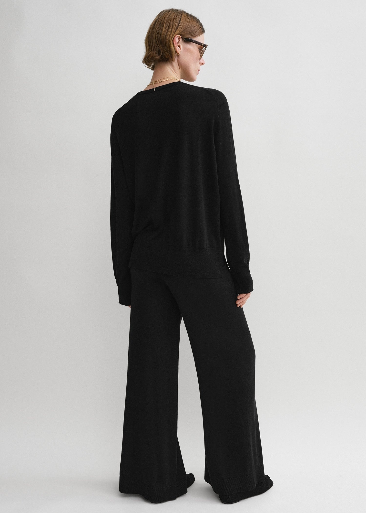 Crew-neck silk cashmere knit black - 4