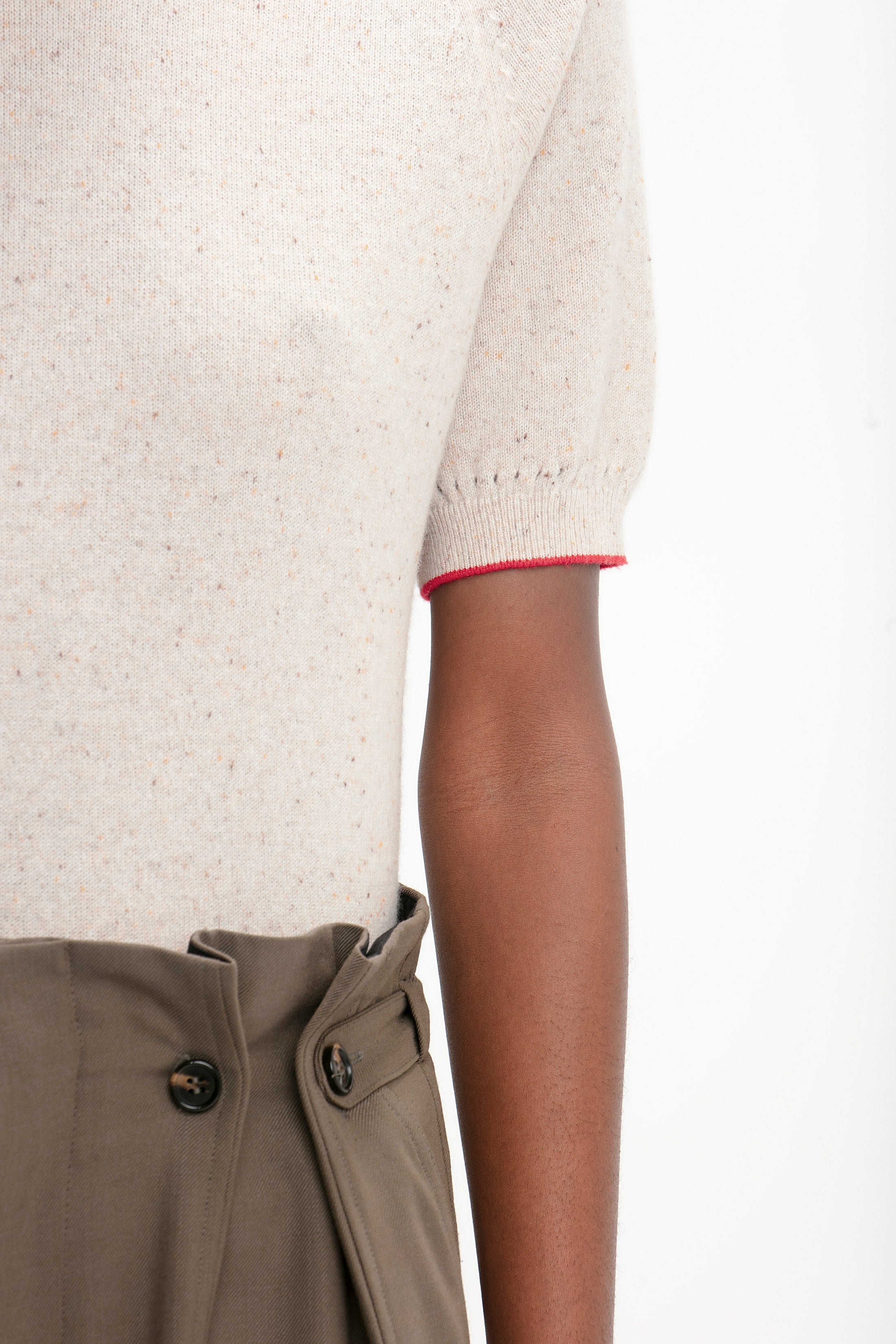 Short Sleeve Top In Nougat - 6