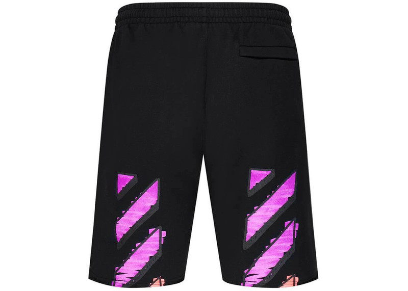 Off-White OFF-WHITE Diag Stripe Sweat Shorts Black Fuchsia outlook