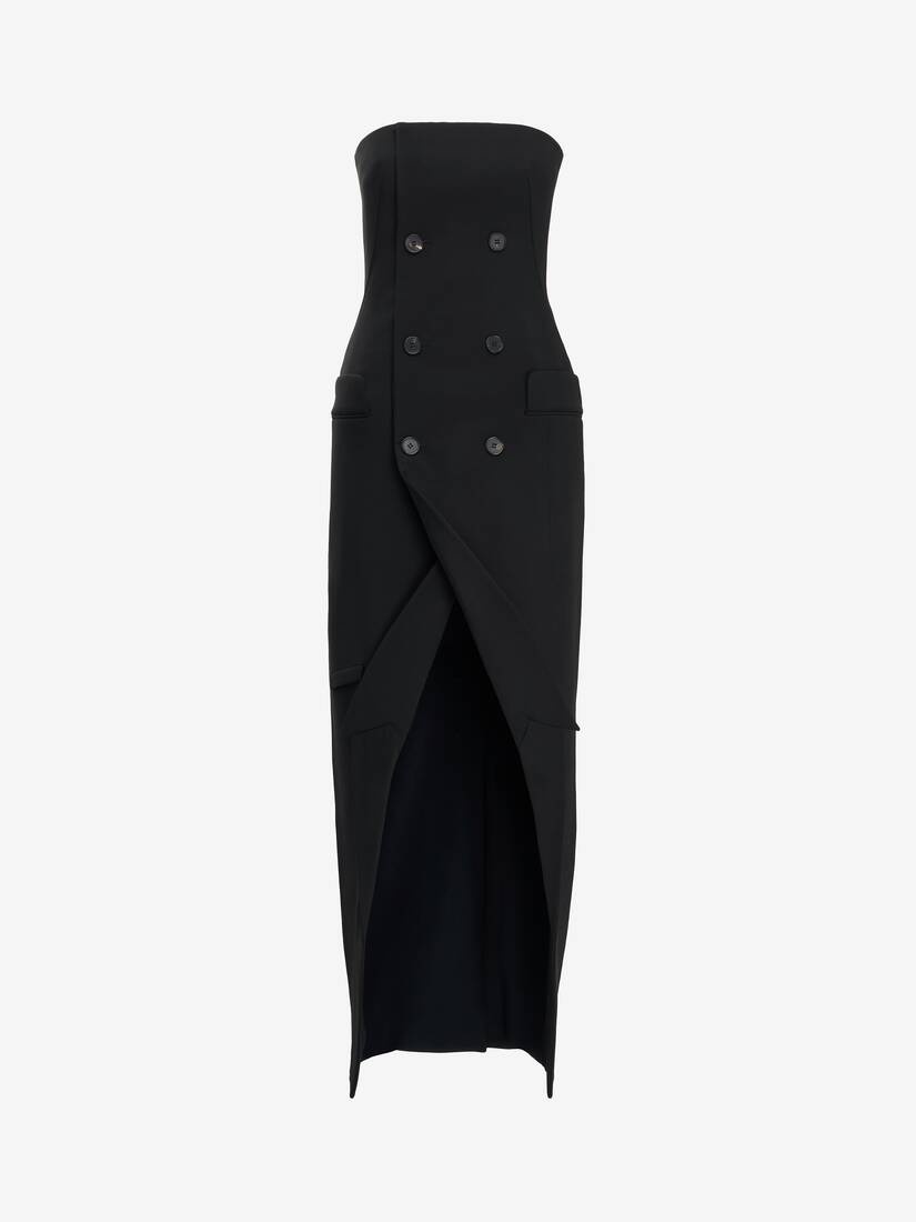 Women's Tailored Bustier Dress in Black - 1
