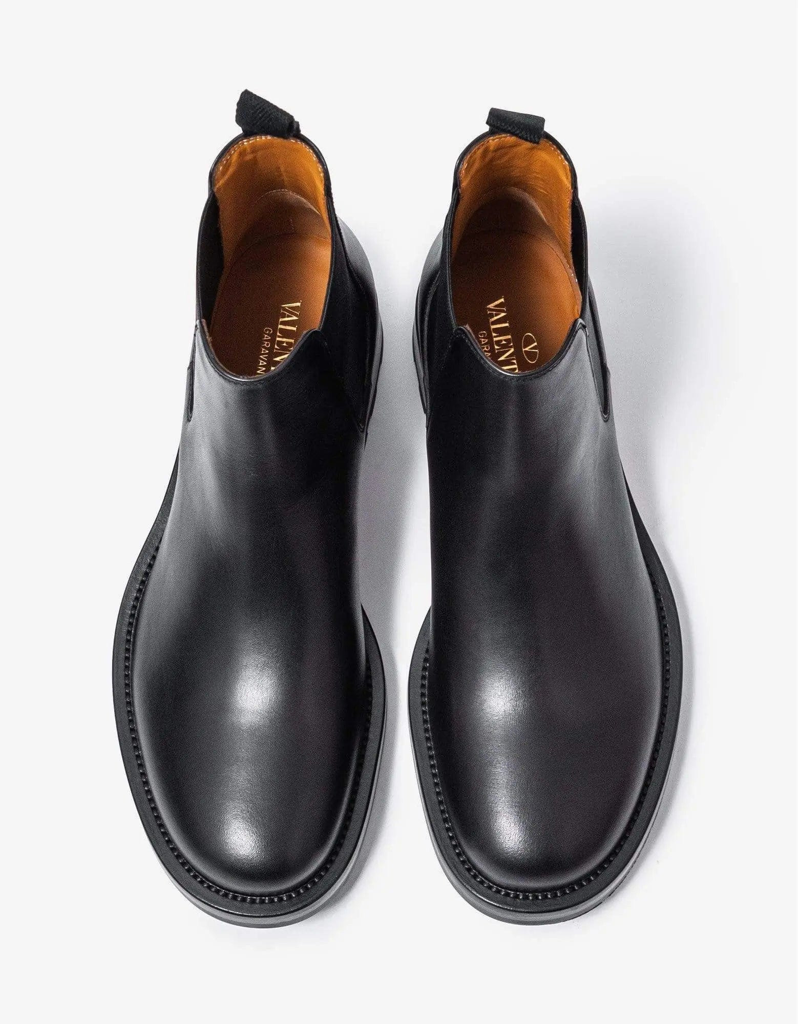 Valentino Black Roman Stud Leather Ankle Boots - 3