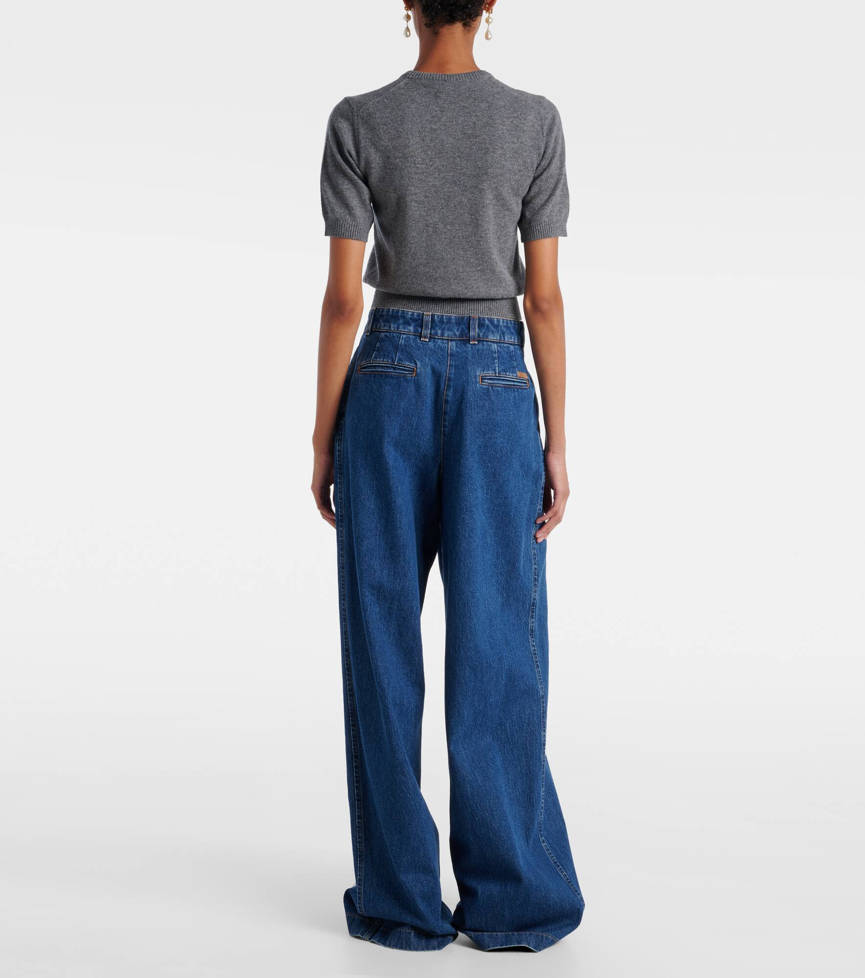 Pleated wide-leg jeans - 3