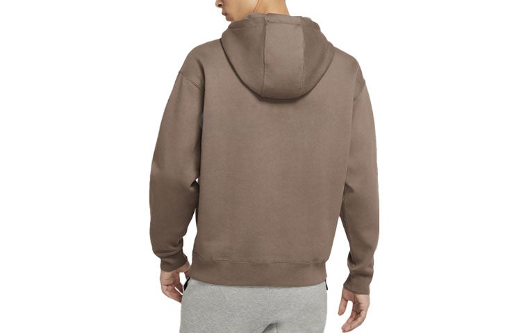 Men's Nike Logo Embroidered Solid Color Fleece Lined Casual Pullover Brown DA0316-040 - 2