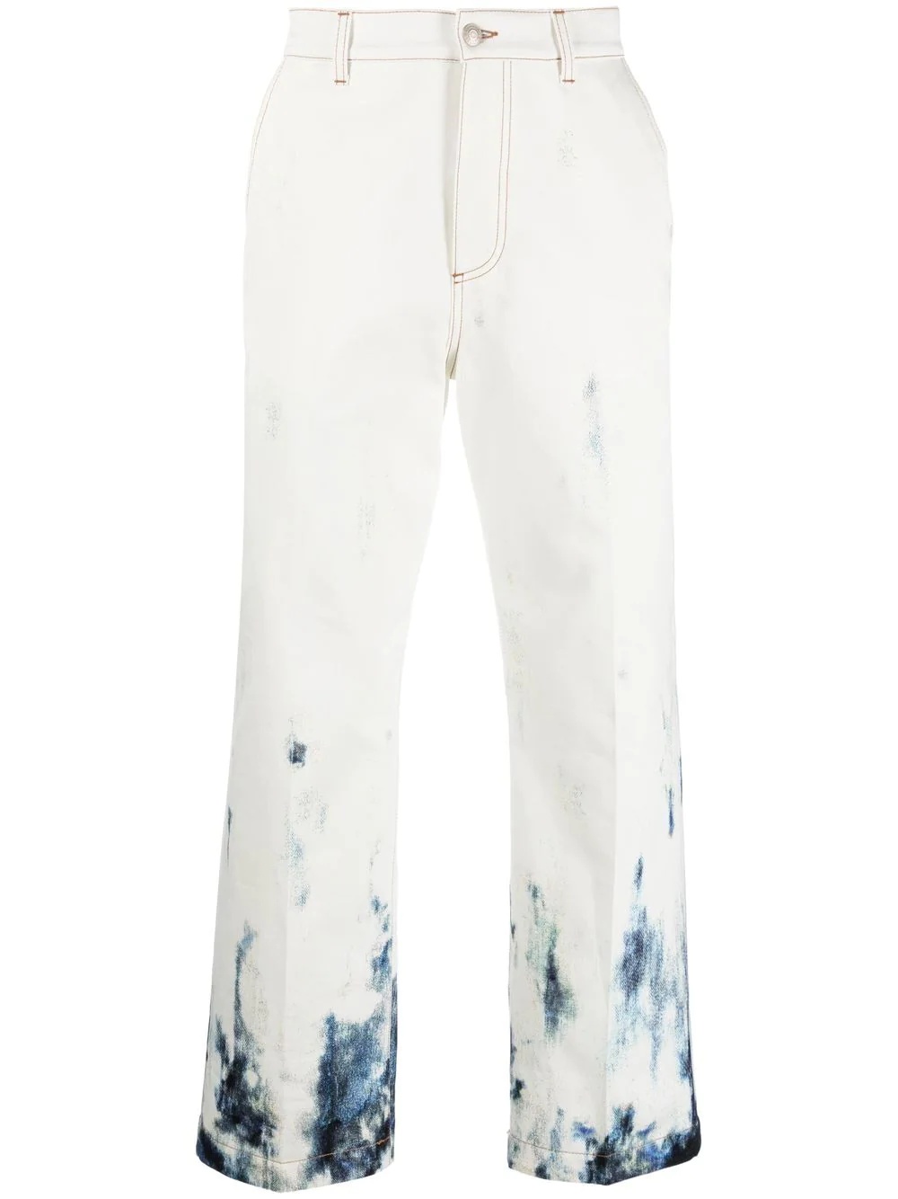 print hem straight jeans - 1