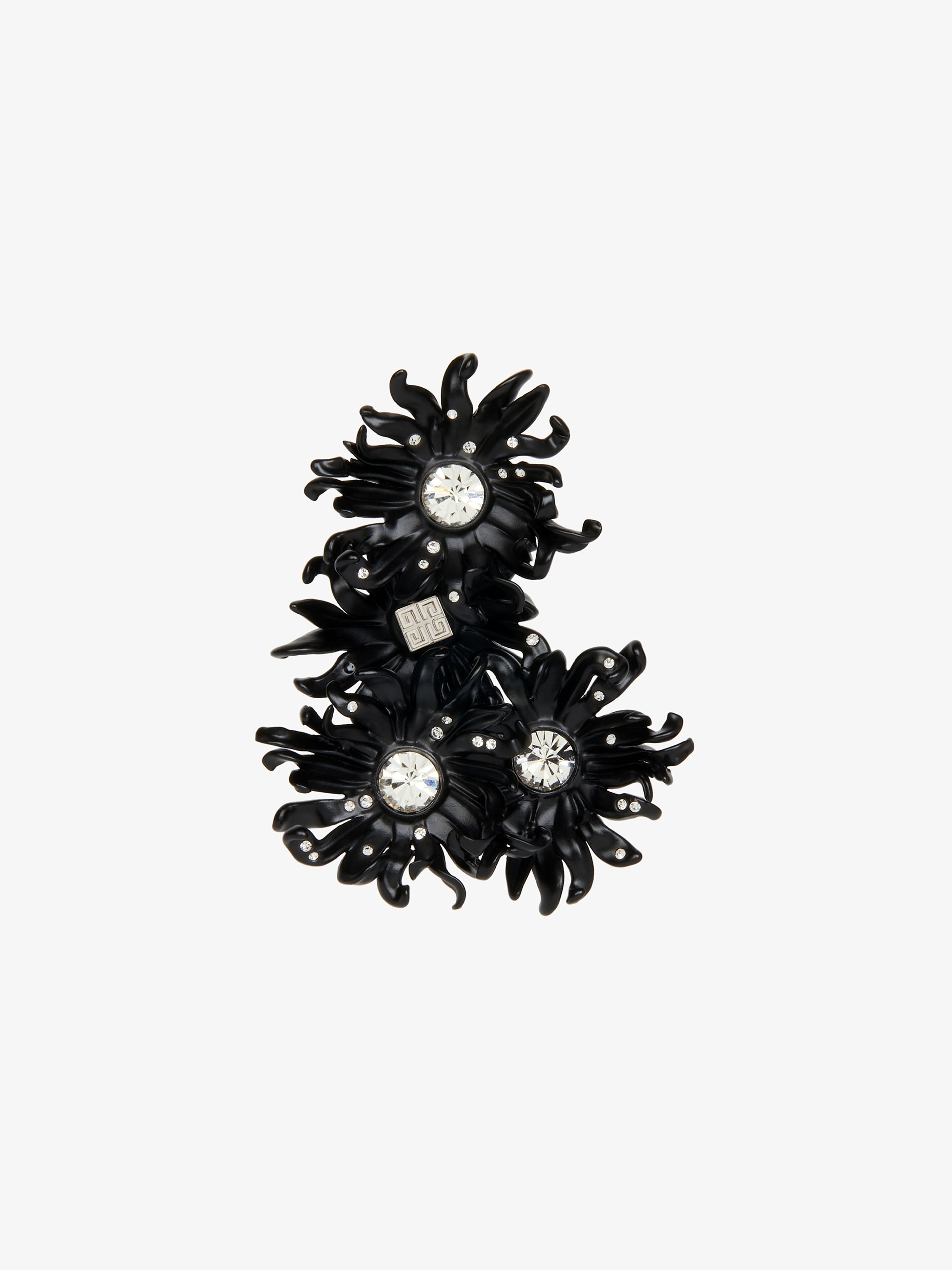 DAISY CLIP EARRING IN METAL AND ENAMEL WITH CRYSTALS 1