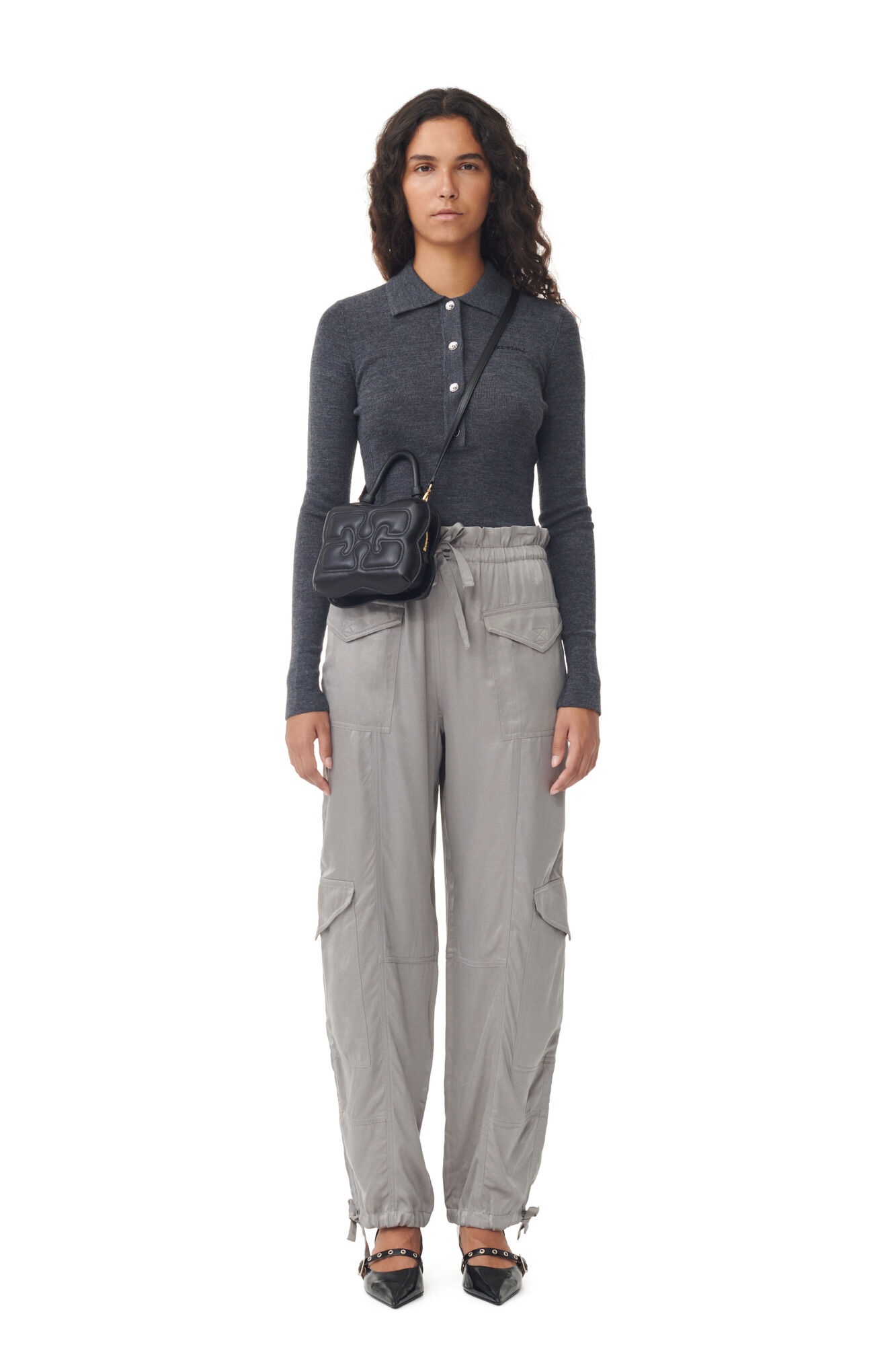 GREY WASHED SATIN PANTS - 3