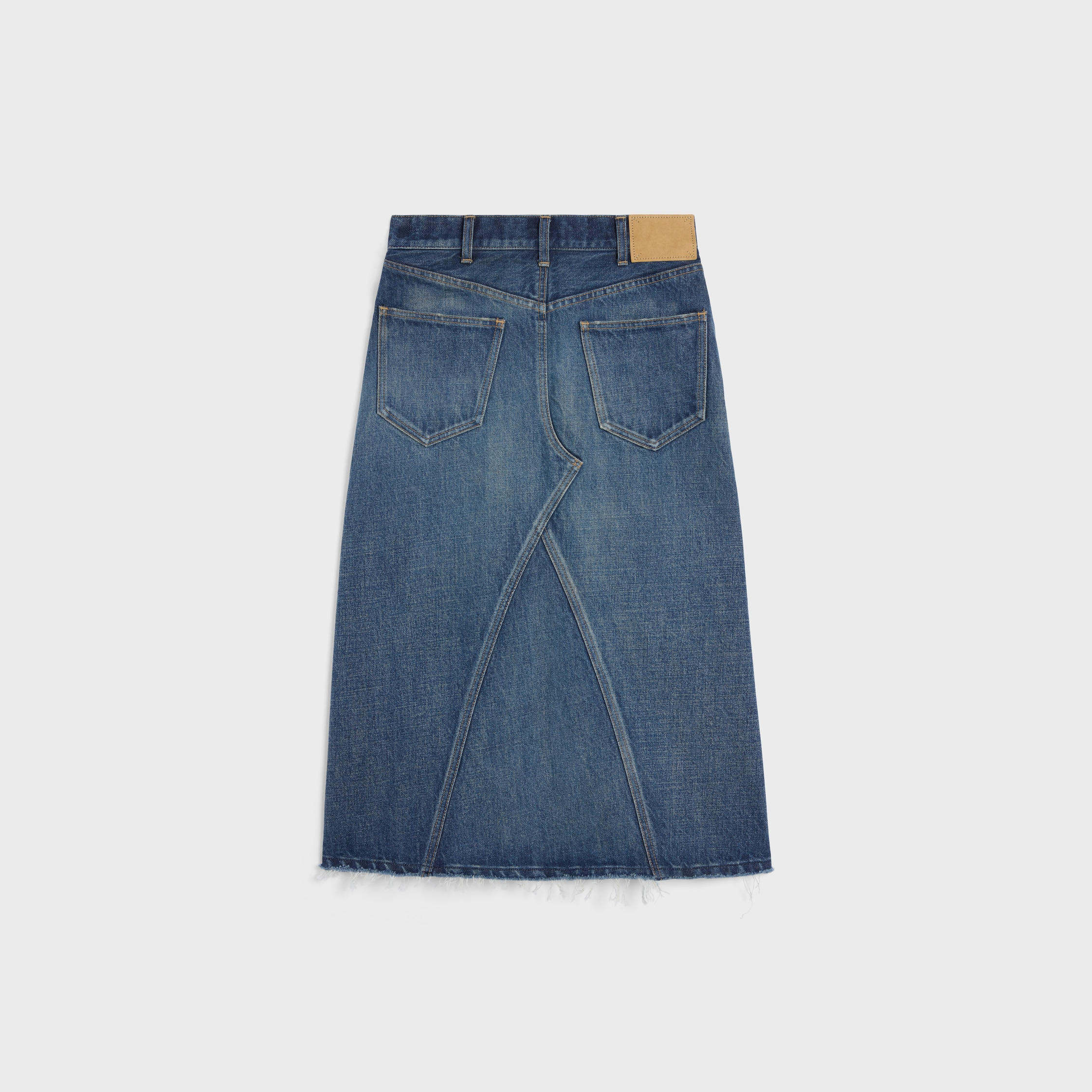 midi skirt in dark union wash denim - 2