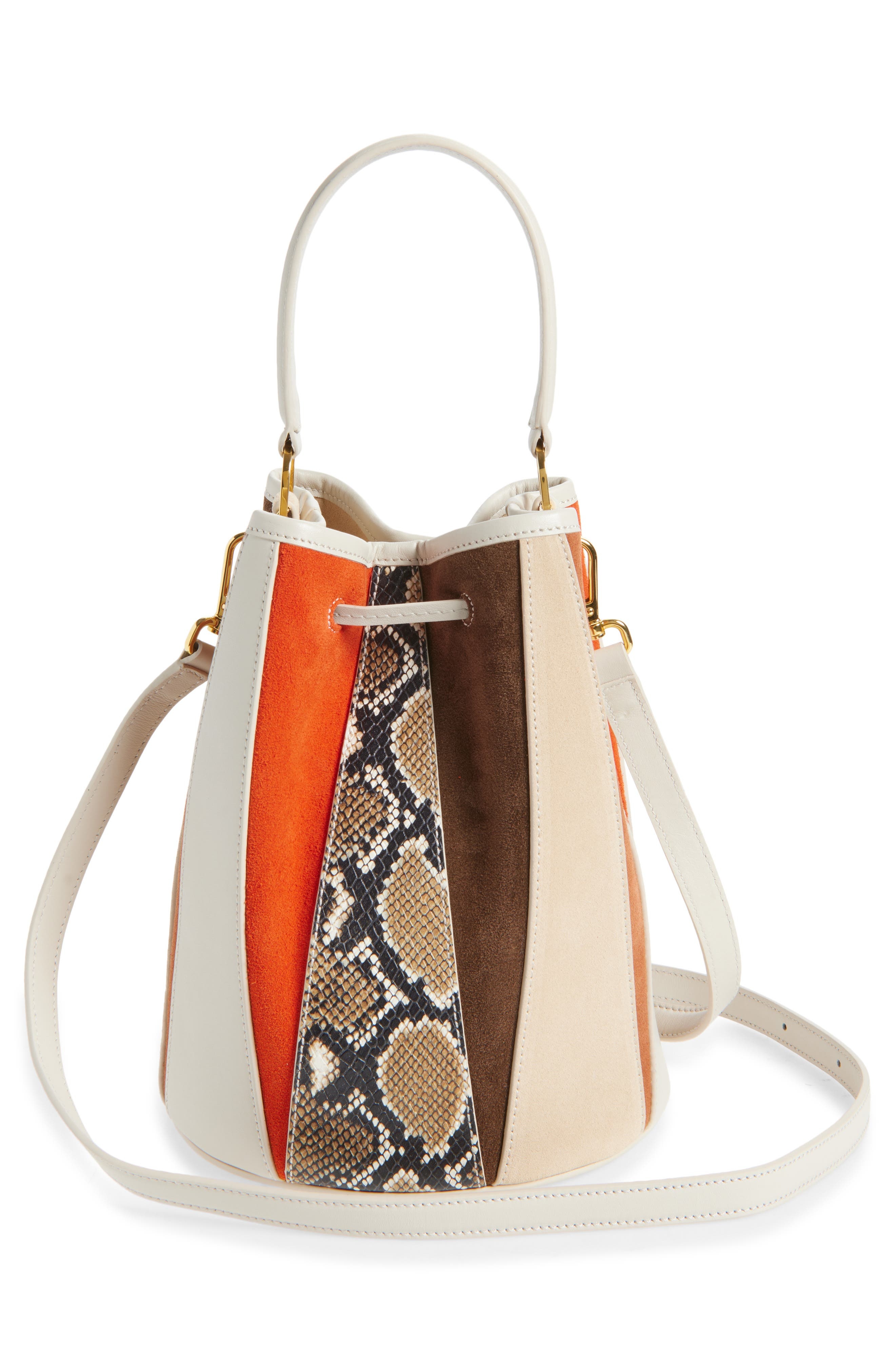 Altuzarra Small Drum Mixed Leather Bucket Bag in Patchwork/Ivory at Nordstrom - 4