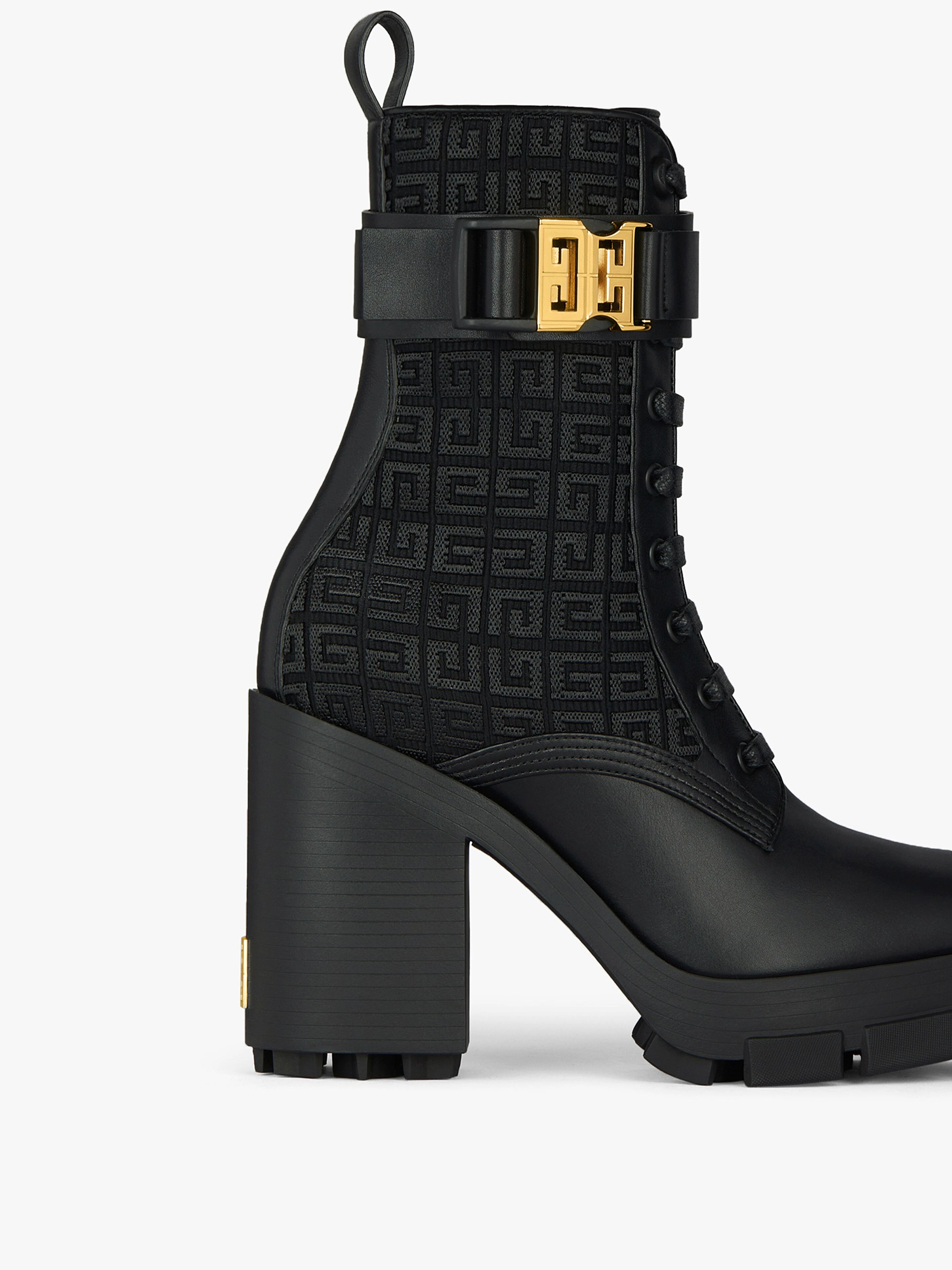 TERRA ANKLE BOOTS IN 4G EMBROIDERED CANVAS AND LEATHER - 4