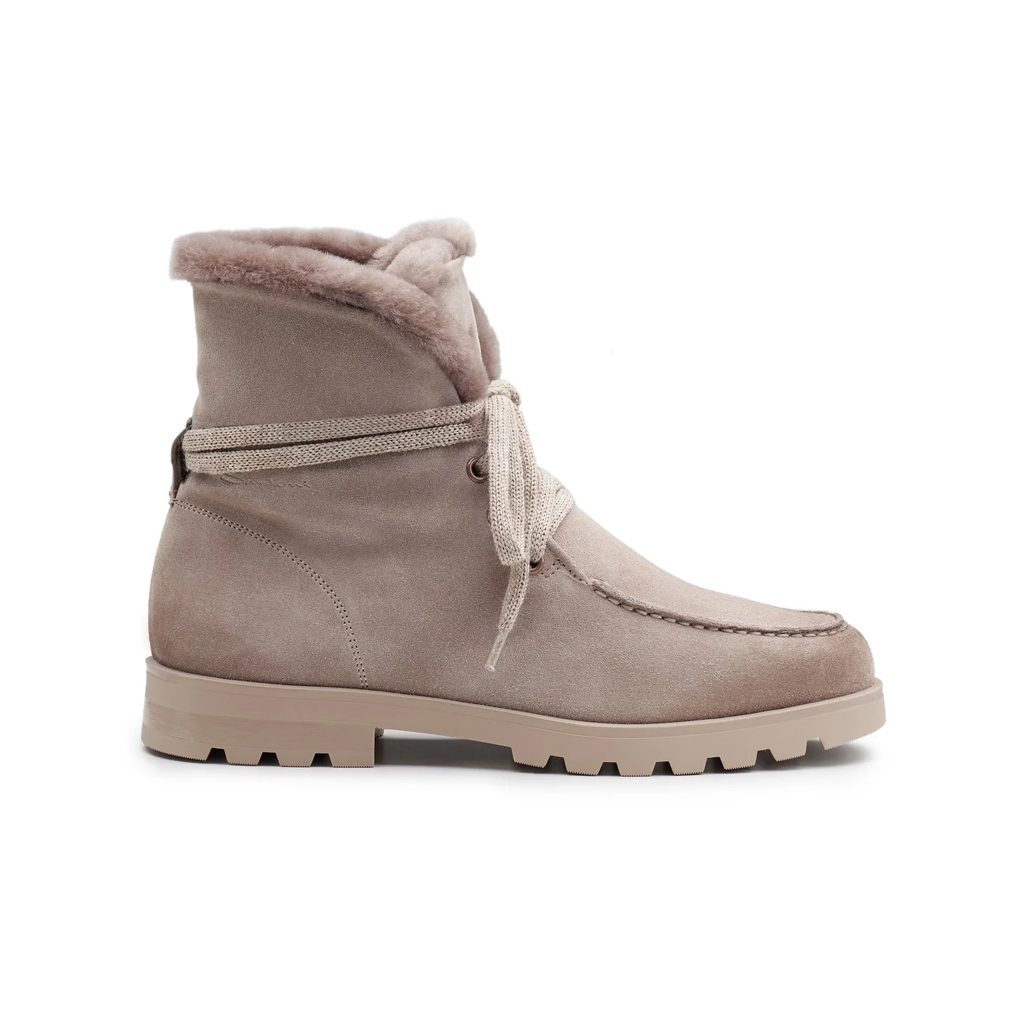 Women's dove grey suede ankle boot with fur - 1