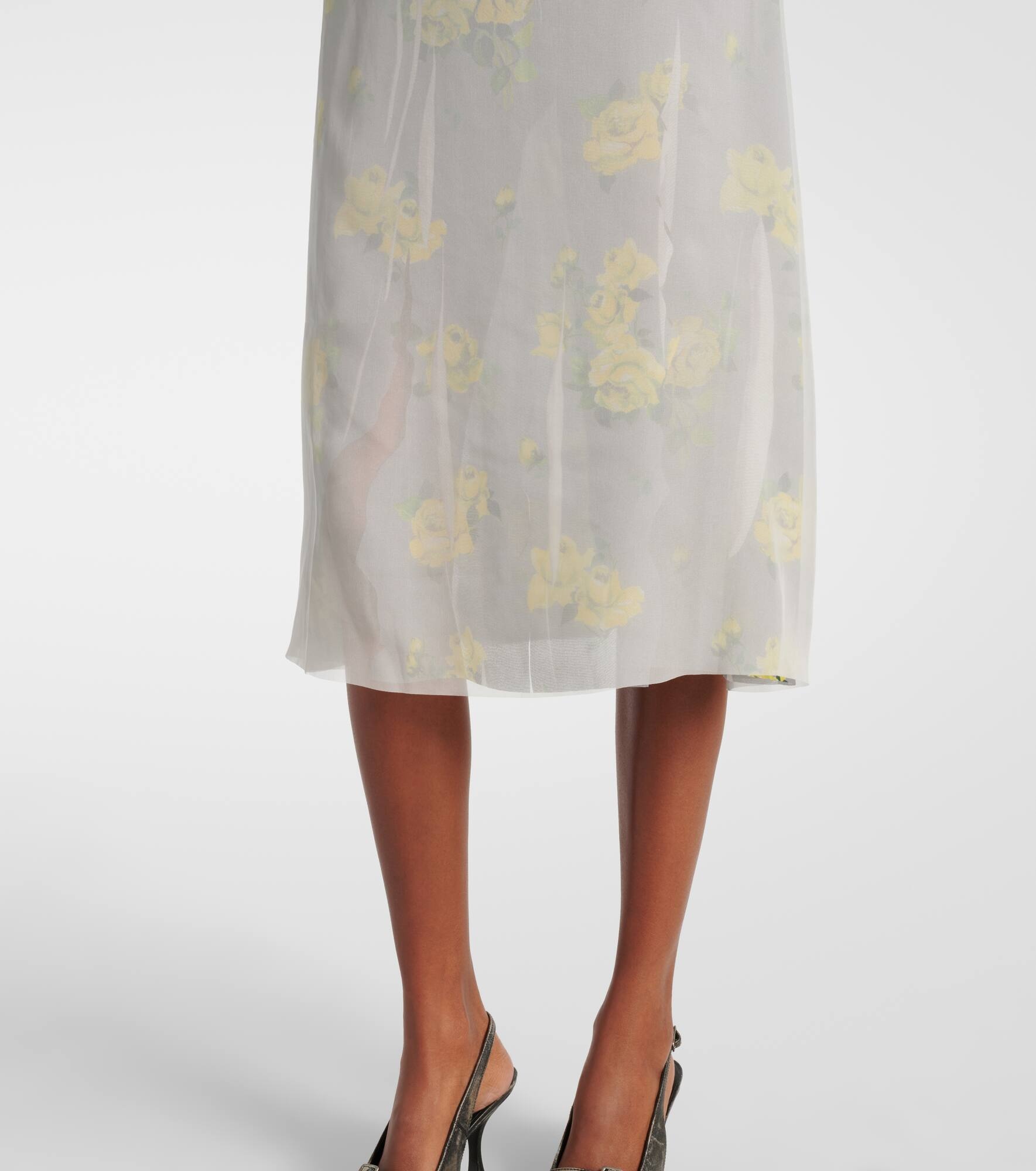 Floral mesh midi skirt - 5