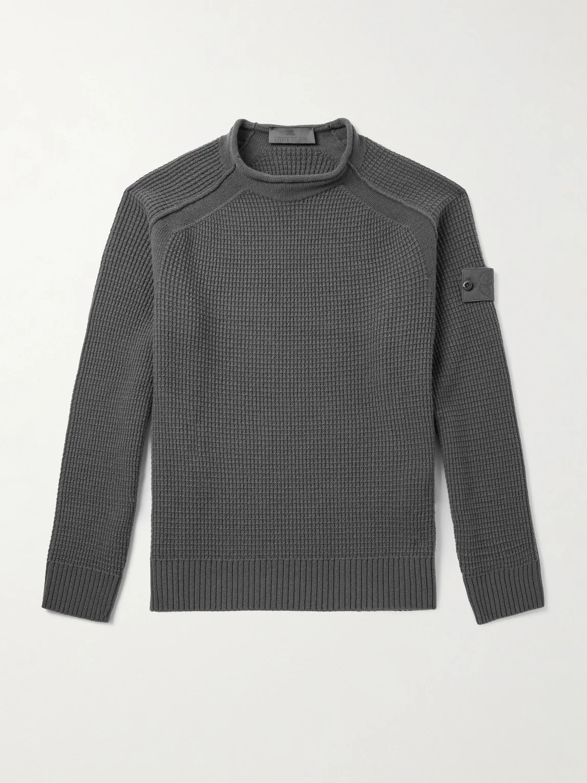 STONE ISLAND GHOST Waffle-Knit Virgin Wool Sweater - 1