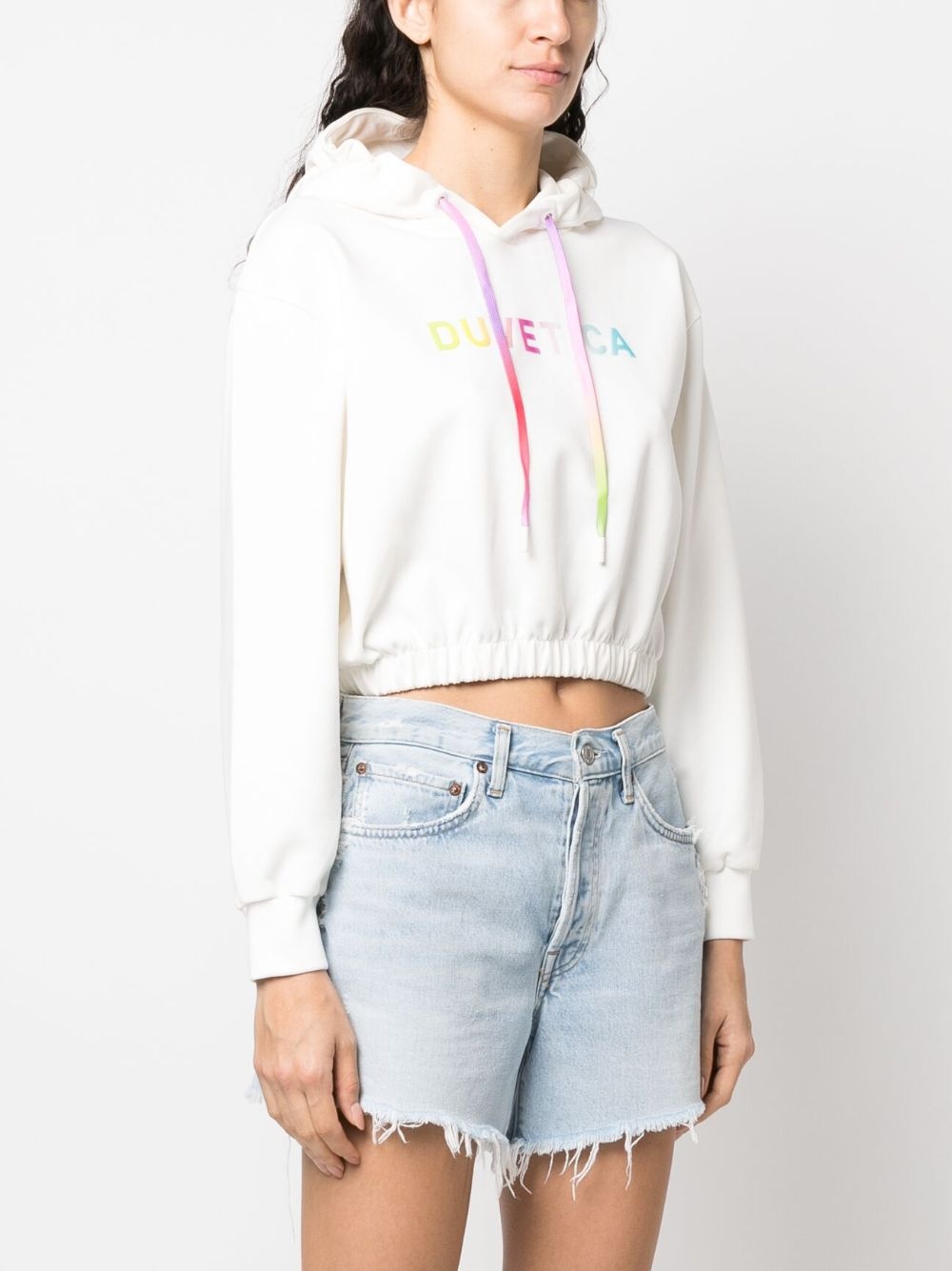 logo-print cropped hoodie - 3