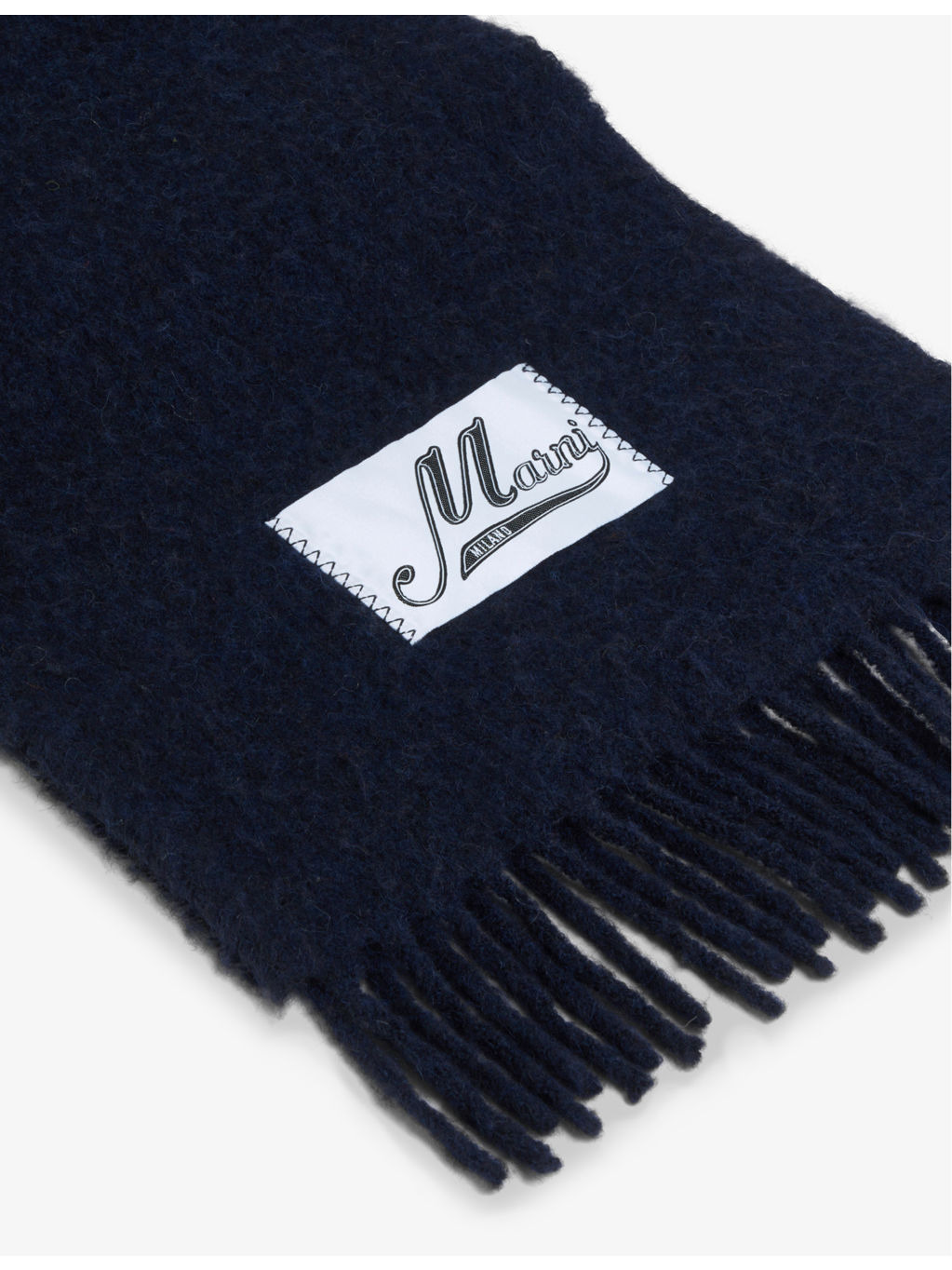 Brand-tab fringed-hem alpaca-blend scarf - 3