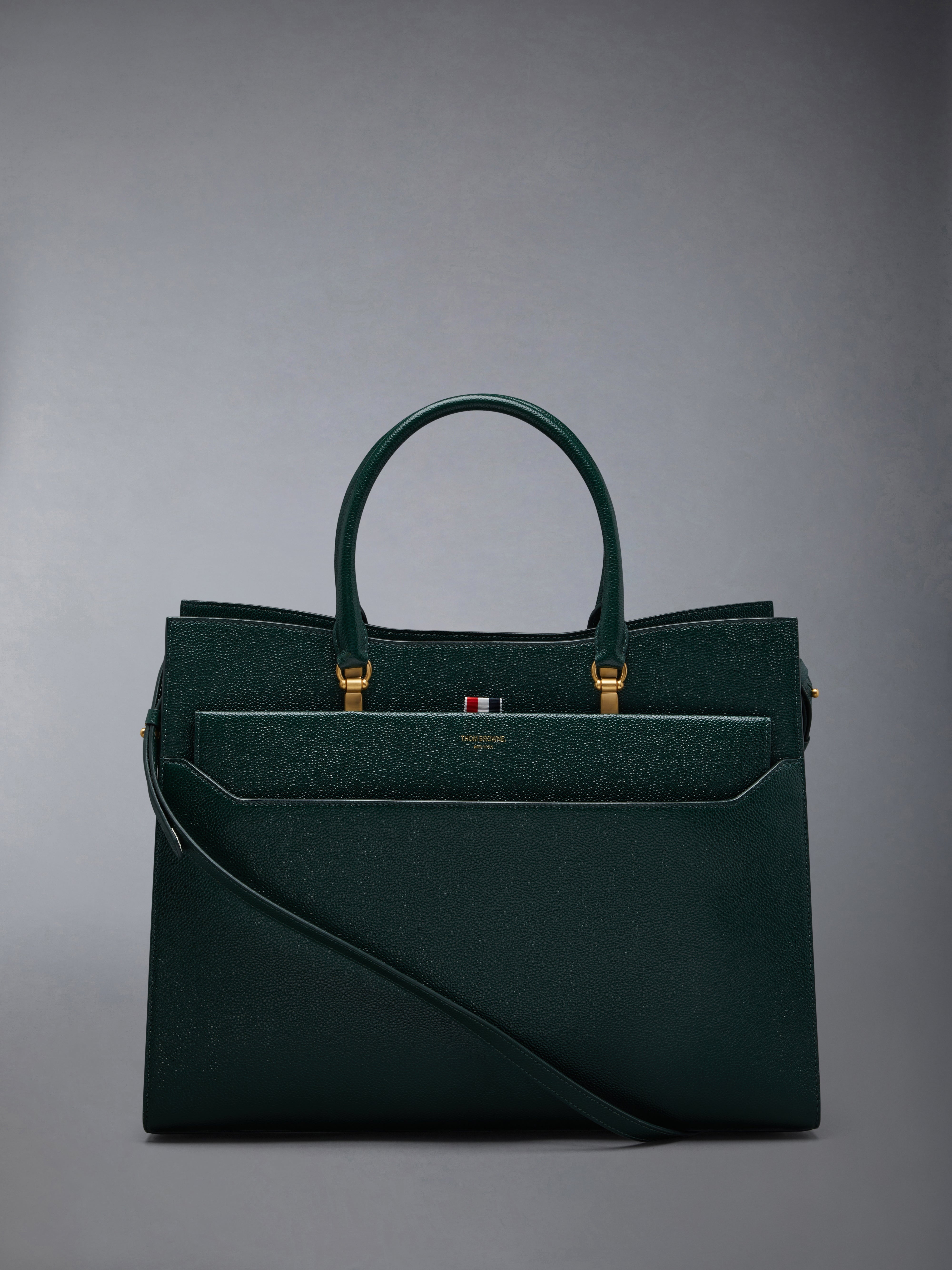Pebble Grain Leather Large Duet Tote - 1
