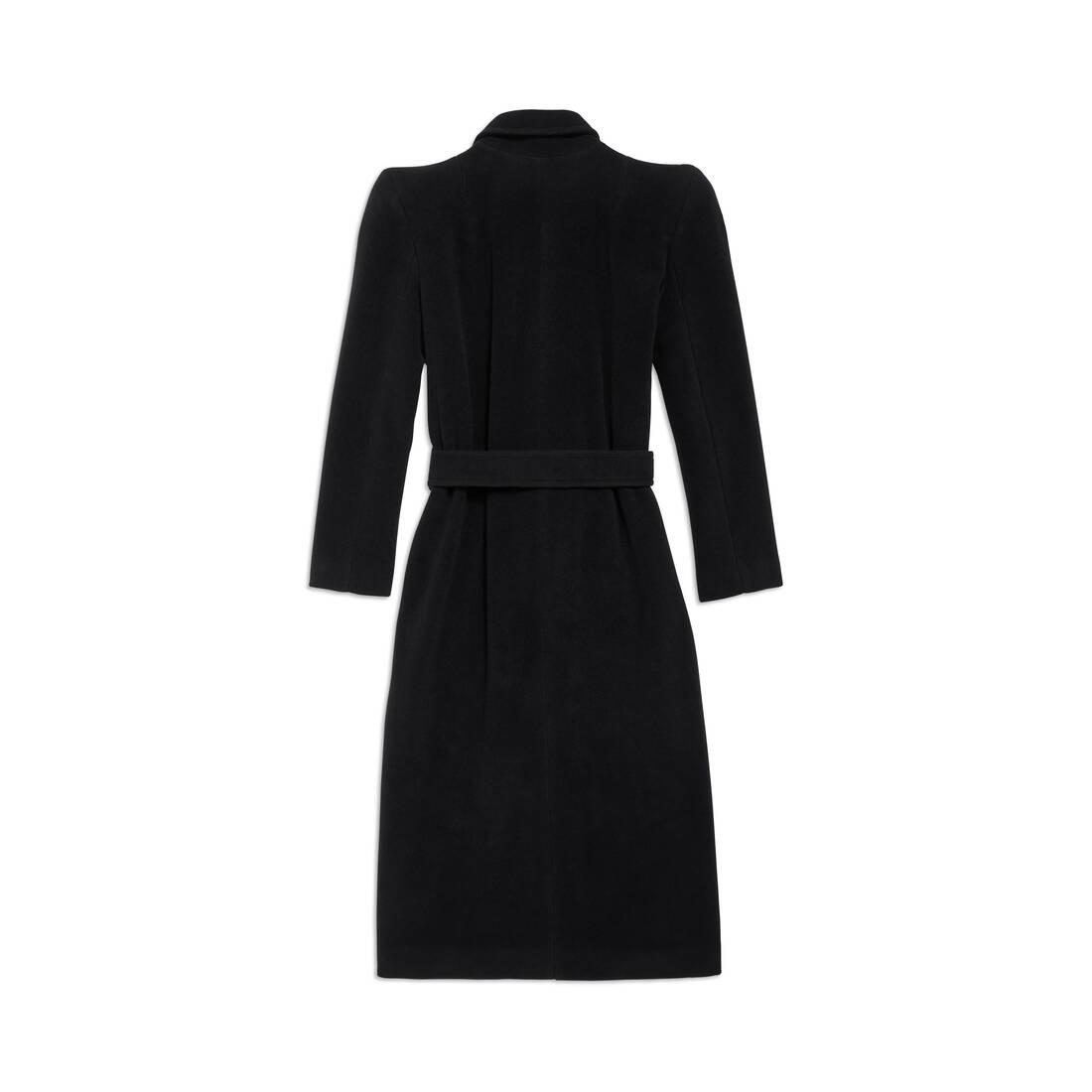 Women's Round Shoulder Fitted Coat in Black - 6