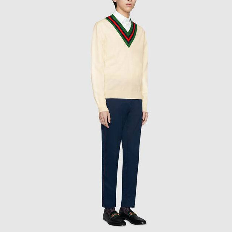 Gucci V-Neck Wool Knit Jumper 'White' 576802-XKAUK-9133 - 2