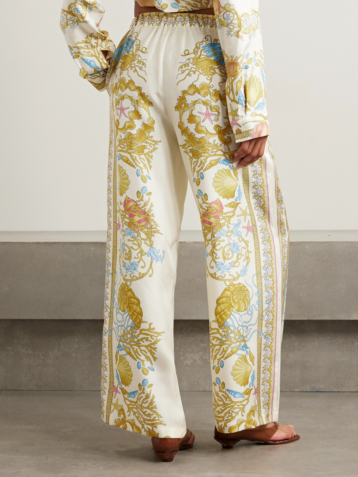 Printed Silk-twill Wide-leg Pants - 3