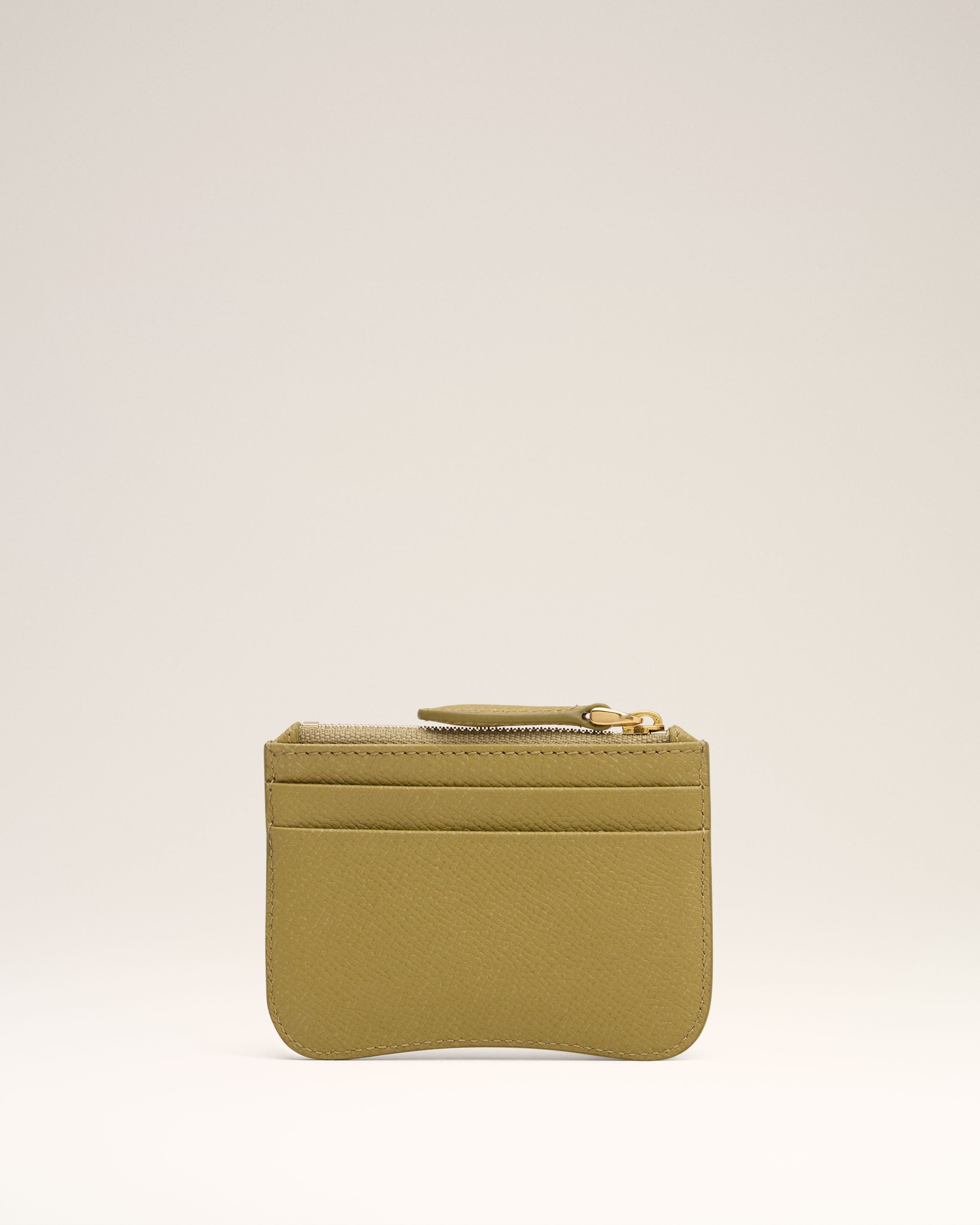YELLOW LEATHER ZIPPED CARD HOLDER - 2