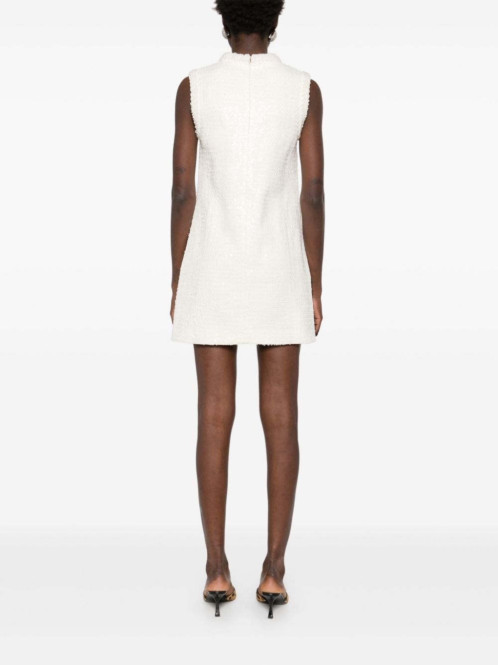 sequin-embellished bouclé dress - 4