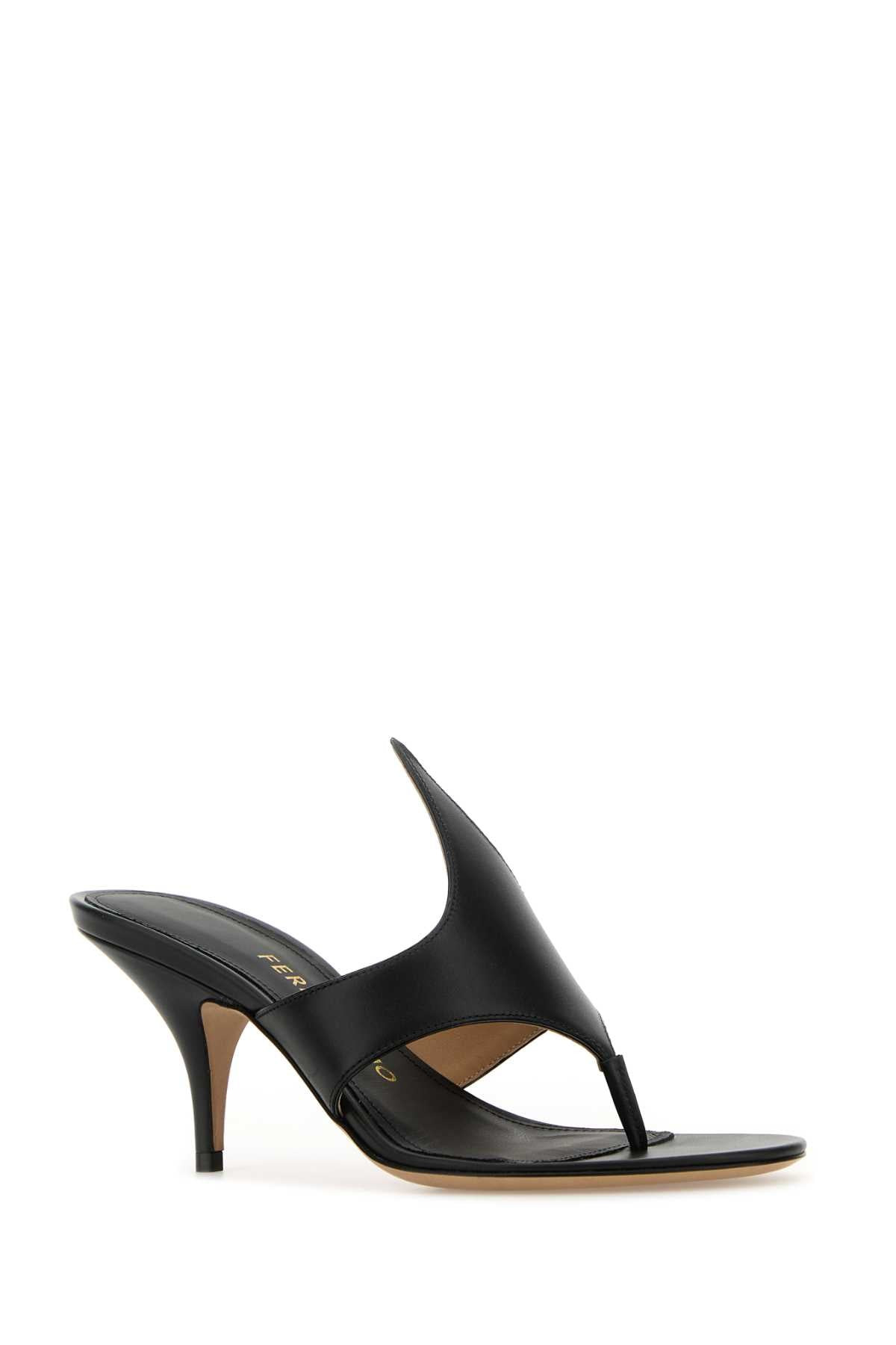 Salvatore Ferragamo Women Black Leather Lyrai Thong Mules - 2