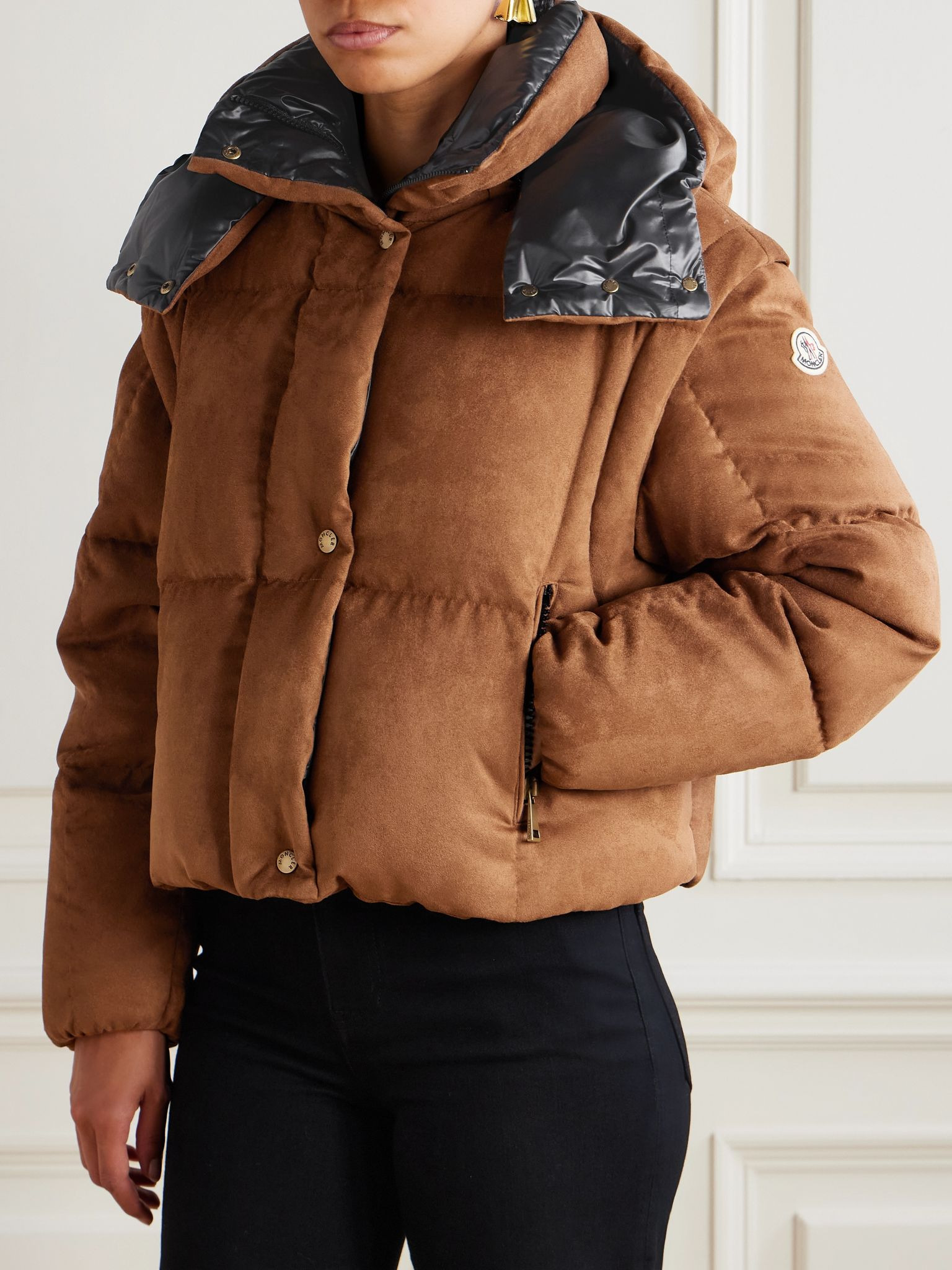 Paterne convertible hooded quilted brushed-moleskin down jacket Brown - 3