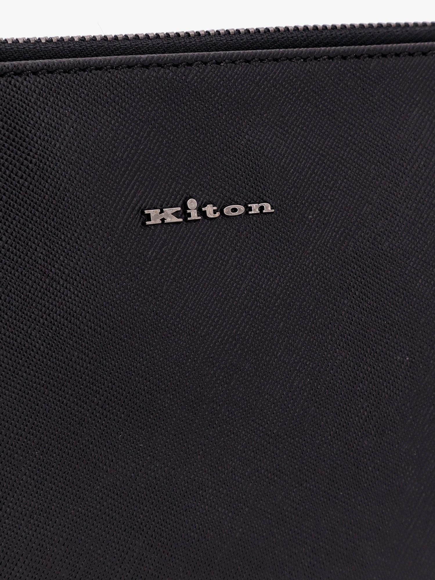KITON CIRO PAONE - Leather clutch with frontal logo - 4
