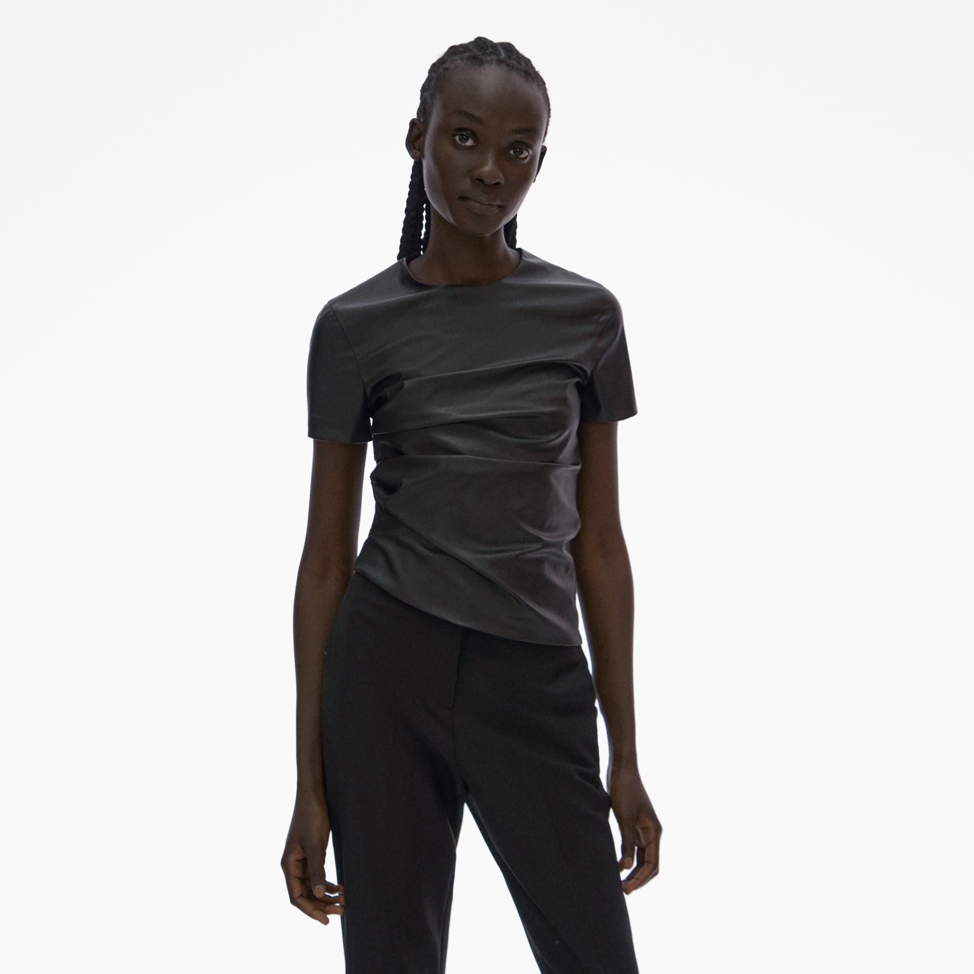 FAUX LEATHER TWIST TEE - 3