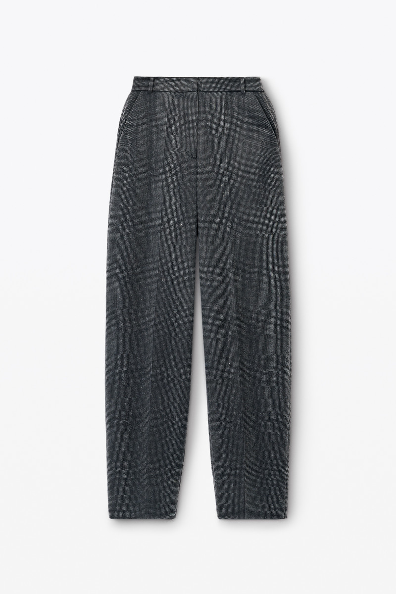High Waist Pant in Wool Twill with Clear Bead Hotfix 1