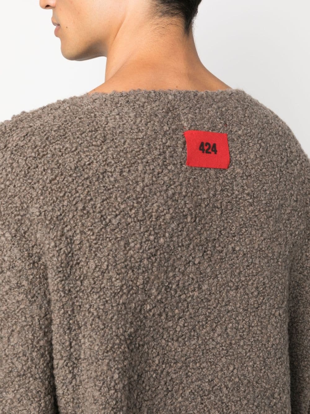 cutout-detail fleece-texture jumper - 5