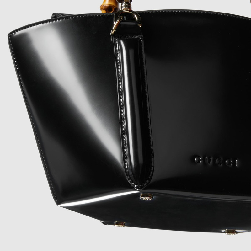 Small bamboo top handle tote bag 9