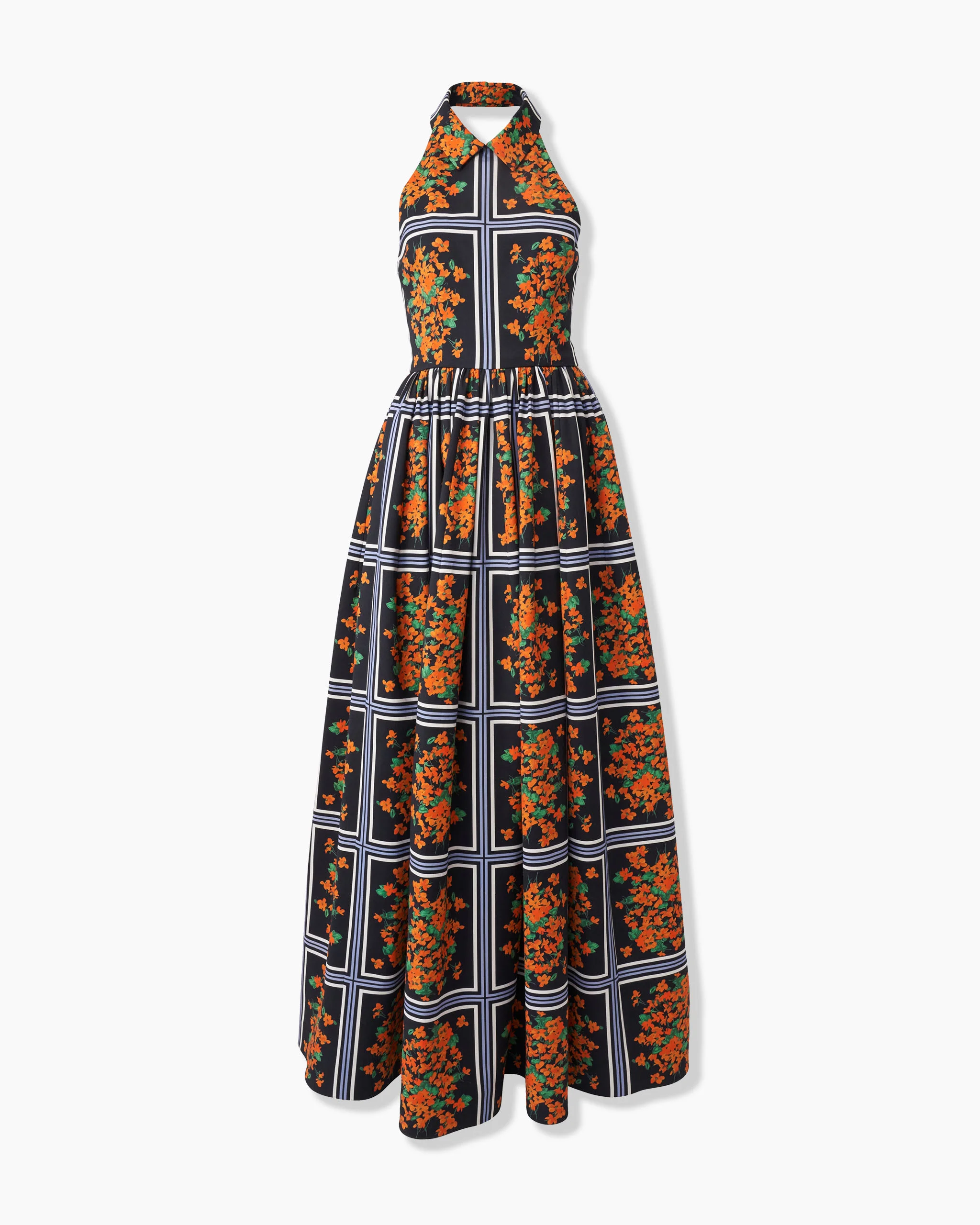 Floral-Print Halterneck Ball Gown - 1