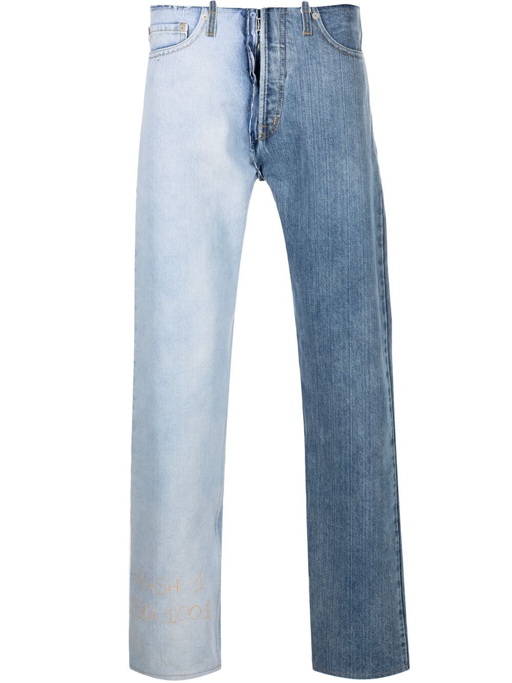 two-tone distressed jeans - 1