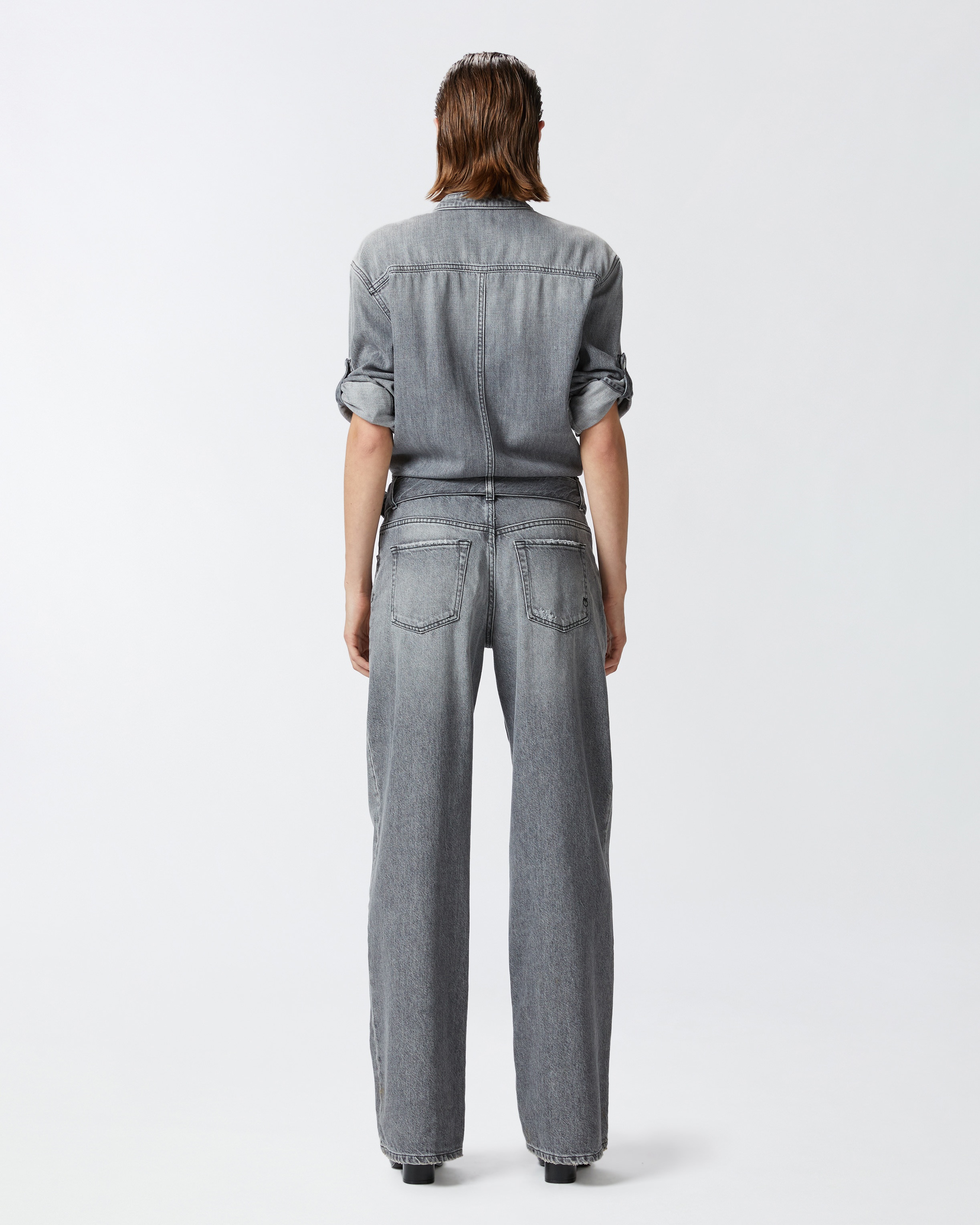 LIGHT GREY DENIM JUMPSUIT - 4