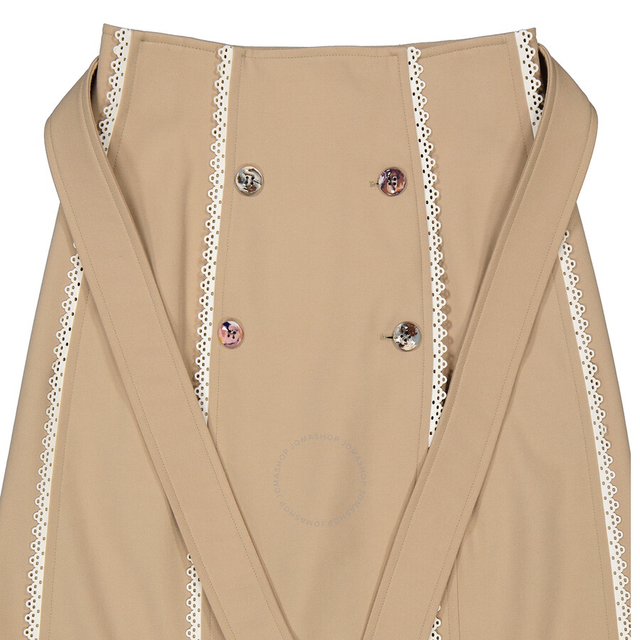 Chloe Ladies Pearl Beige Scallop-Trim Belted Trench Skirt, Brand Size 36 (US Size 4) - 7