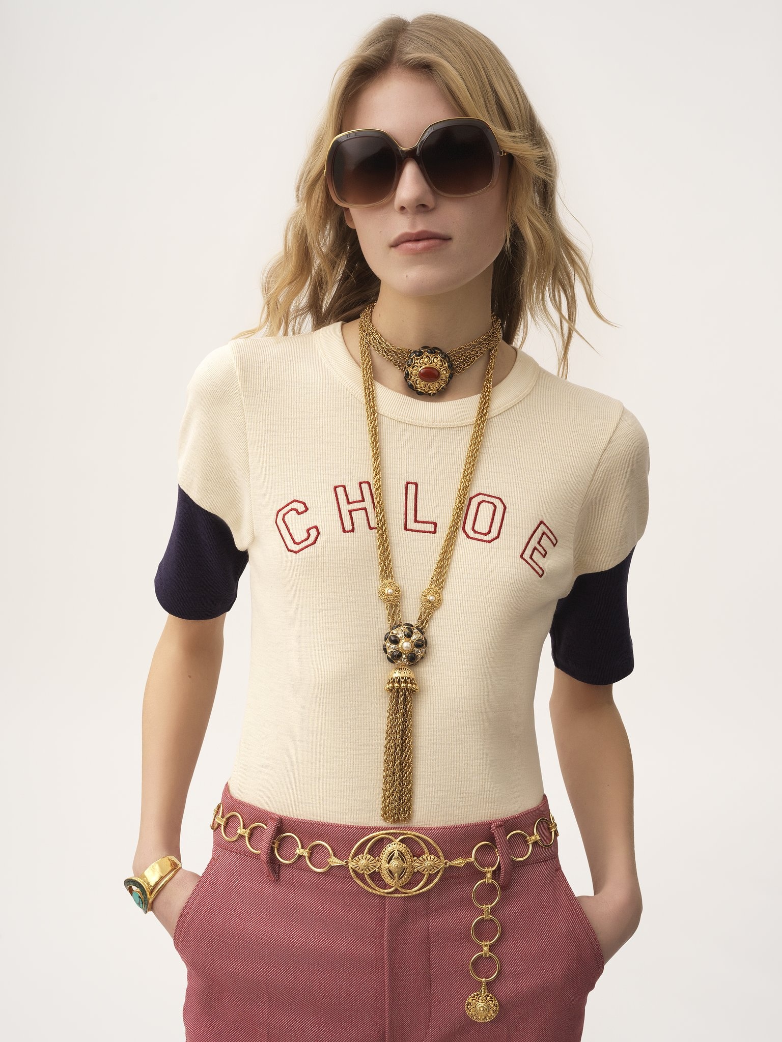 FITTED LOGO T-SHIRT IN FLAMÉ COTTON WOOL - 6
