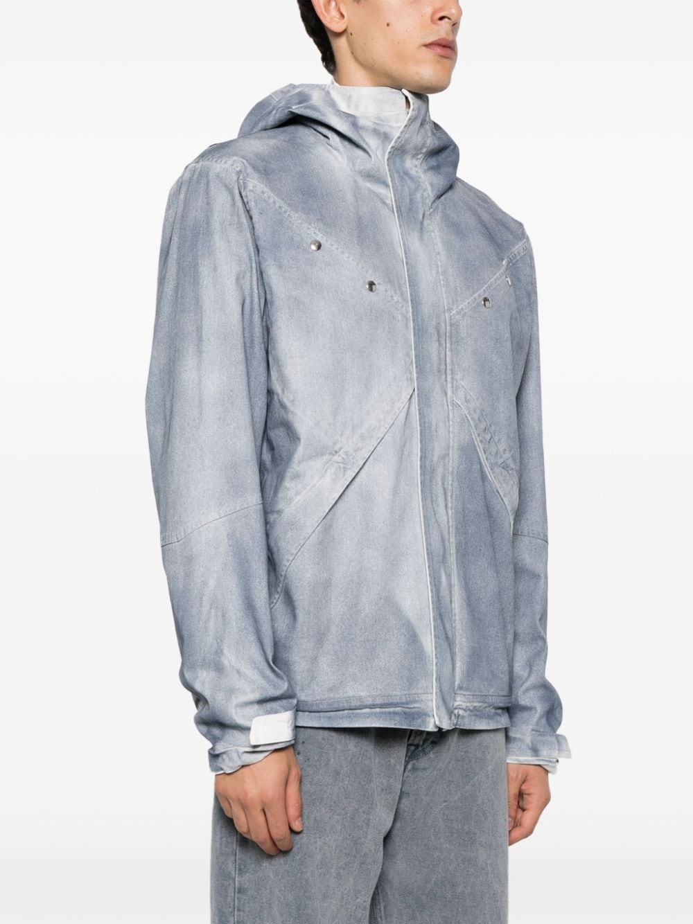 faded-effect hooded denim jacket - 3