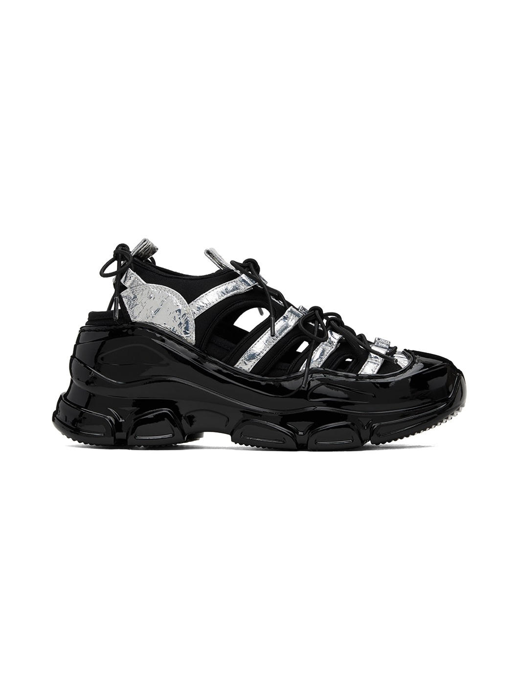 Silver & Black Classic Tracker Trainer Sneakers - 1