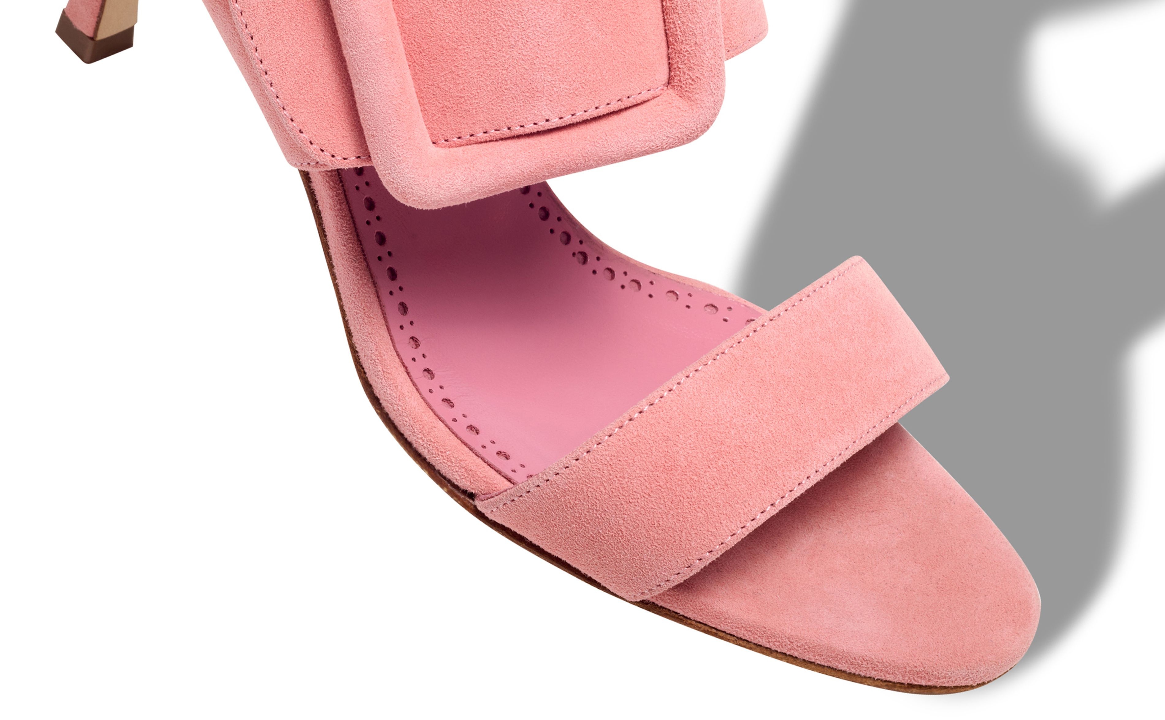 Light Pink Suede Open Toe Mules - 4