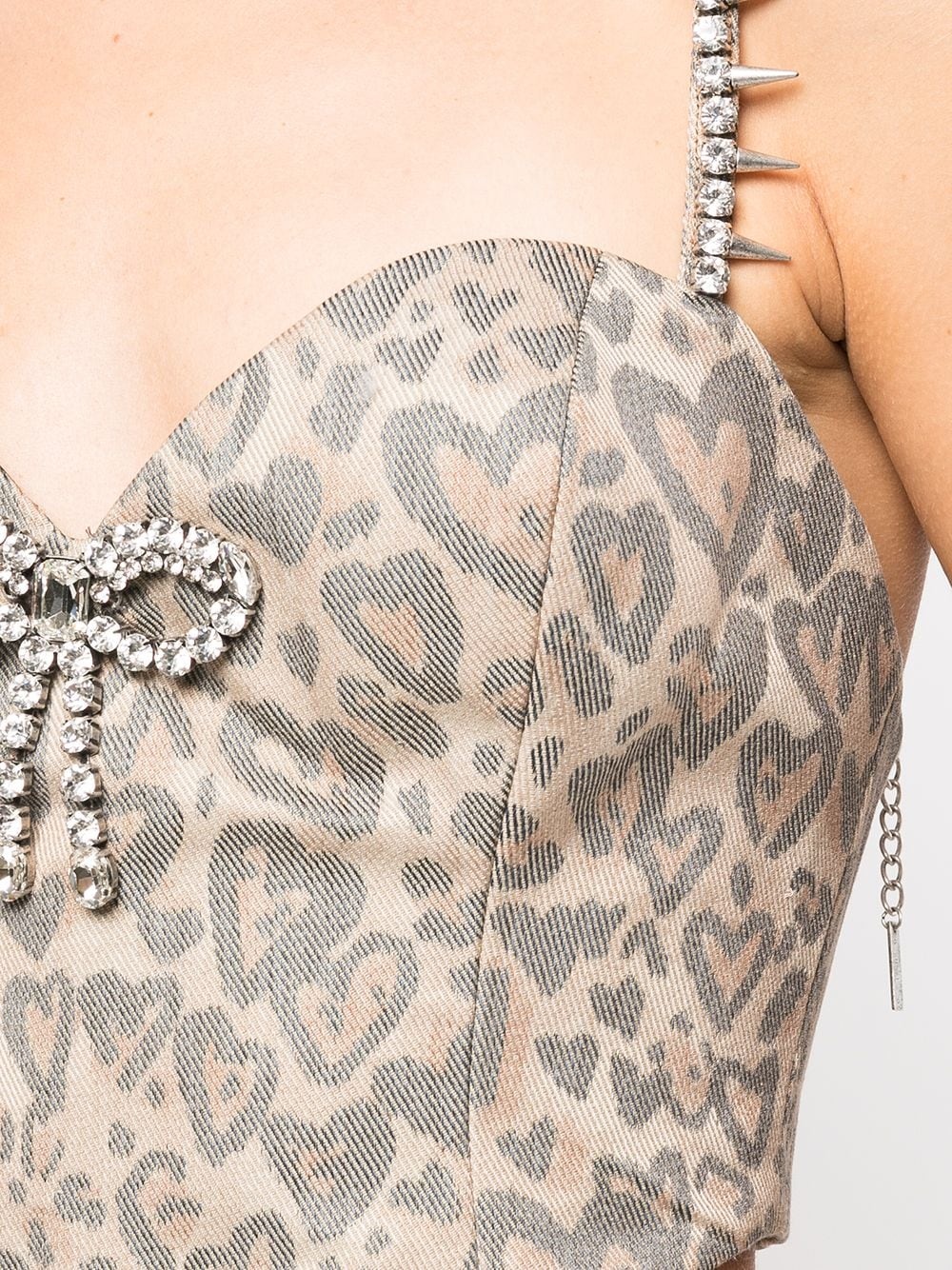 Heart leopard-print bustier top - 5